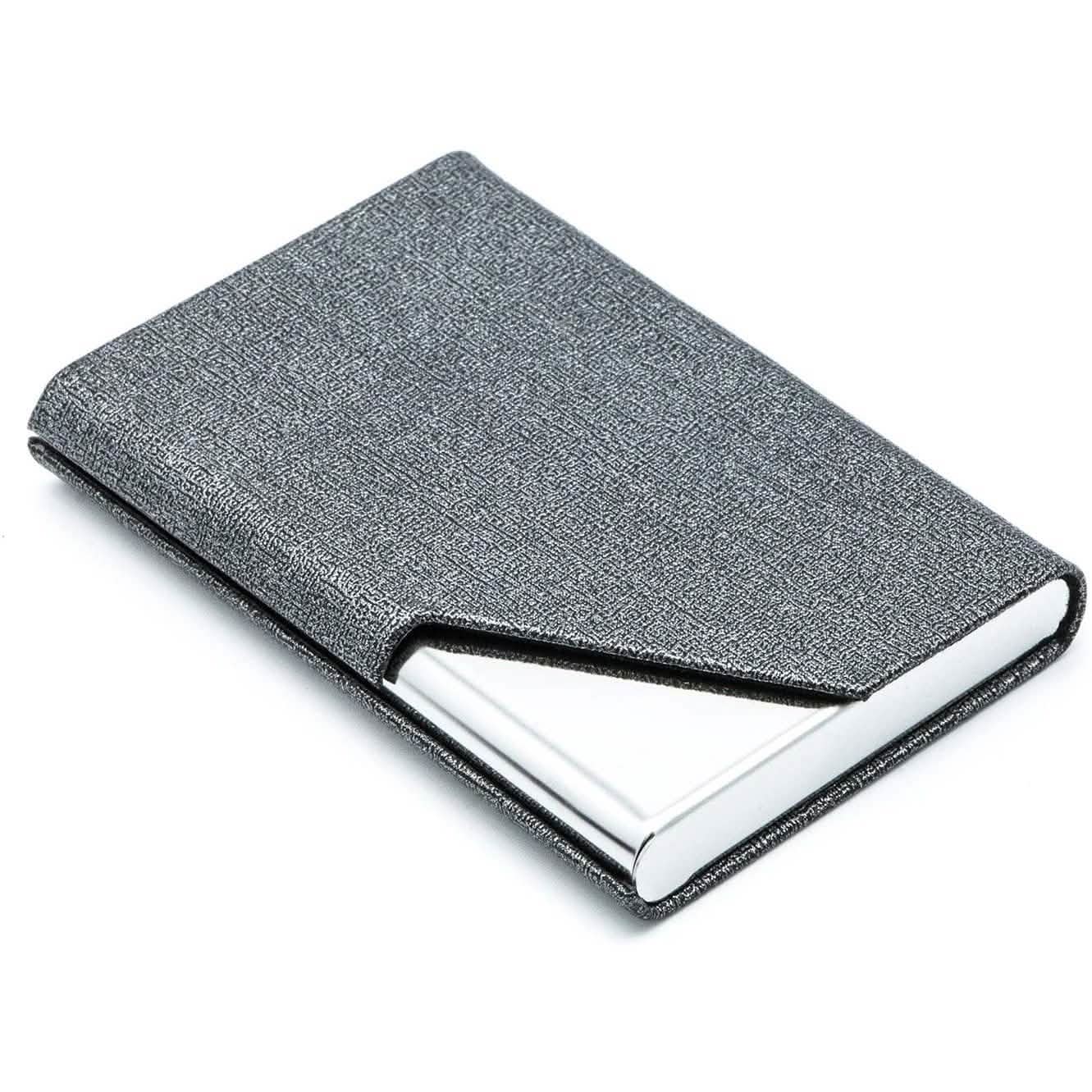 Business Name Card Holder Luxury PU Leather and Stainless Steel Multi Card Case DailySale