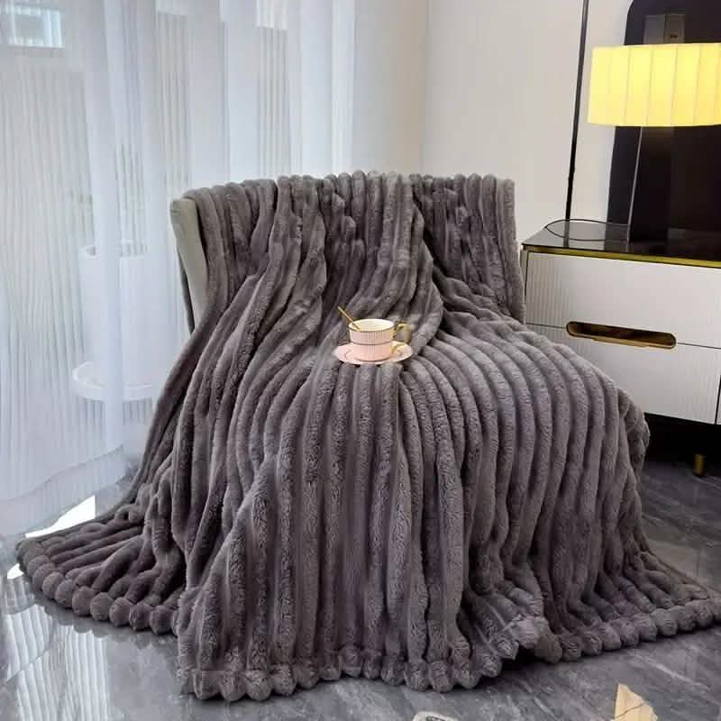 Ultra-Soft Double-Sided Fleece Blanket – Gray (All-Season) DailySale