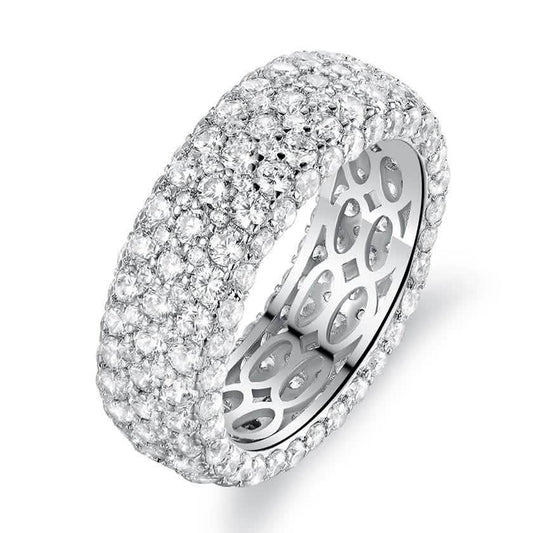 18K White Gold Plated Five Row Eternity Ring Made with Swarovski Elements DailySale