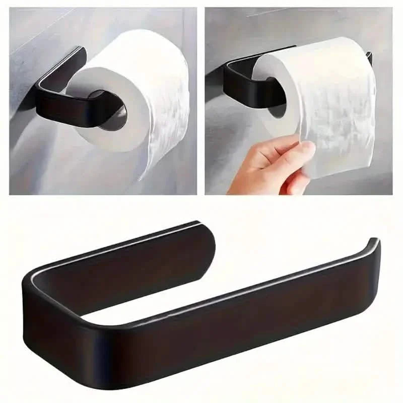 2-Pack: No-Drill Self-Adhesive Toilet Paper Holder – Black & White DailySale