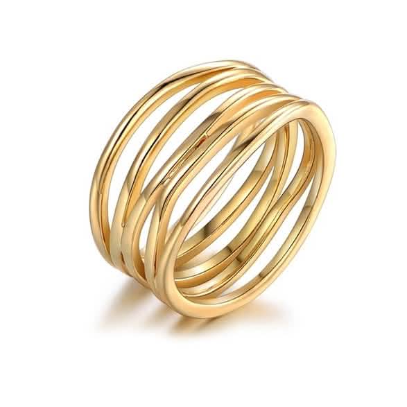 Five Layer Stack Ring in 18K Gold Plating - Assorted Sizes DailySale