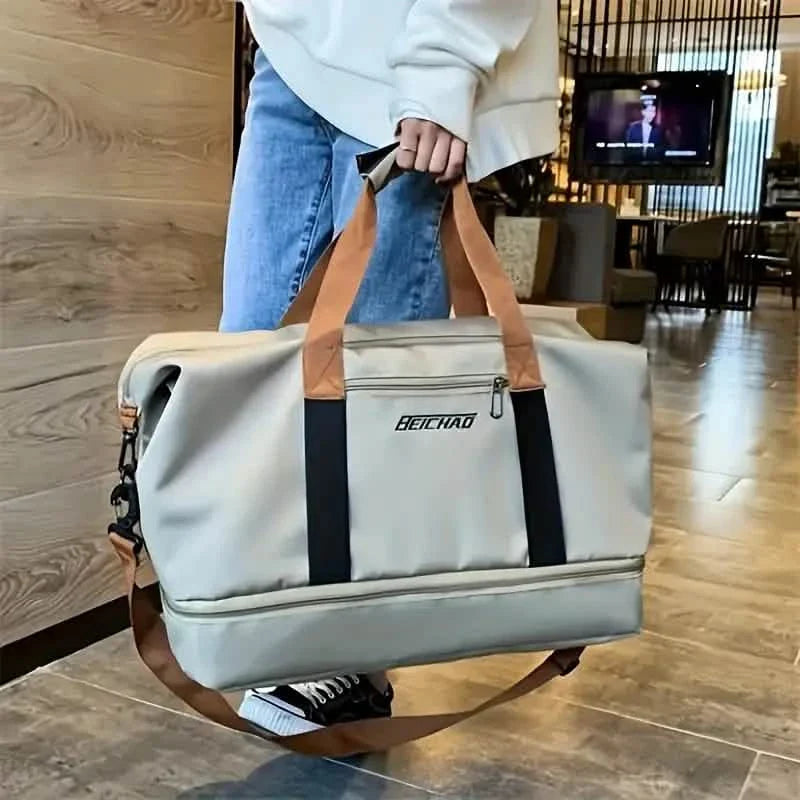 Nylon Duffel Bag for Travel – Large Capacity, Foldable, Shoe Compartment – Men & Women DailySale