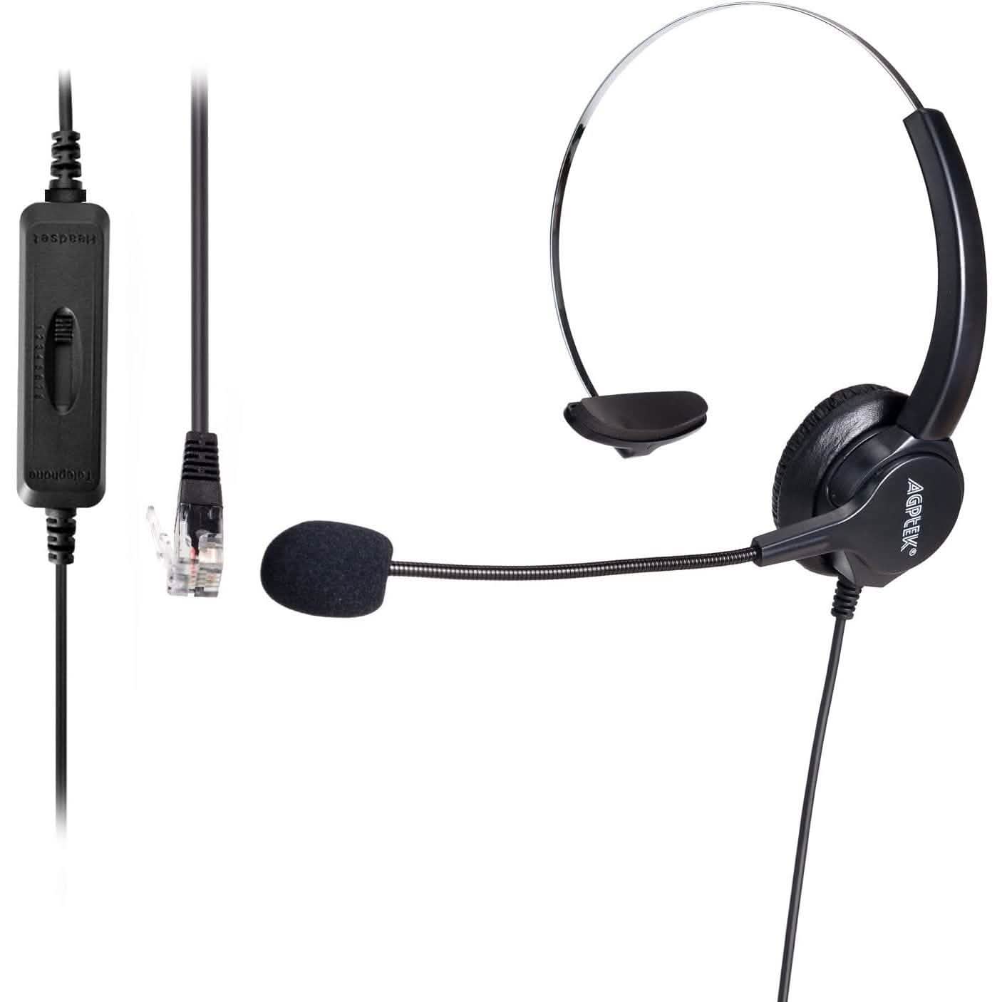 Call Center Hands-Free Noise Cancelling Corded Monaural Headset DailySale