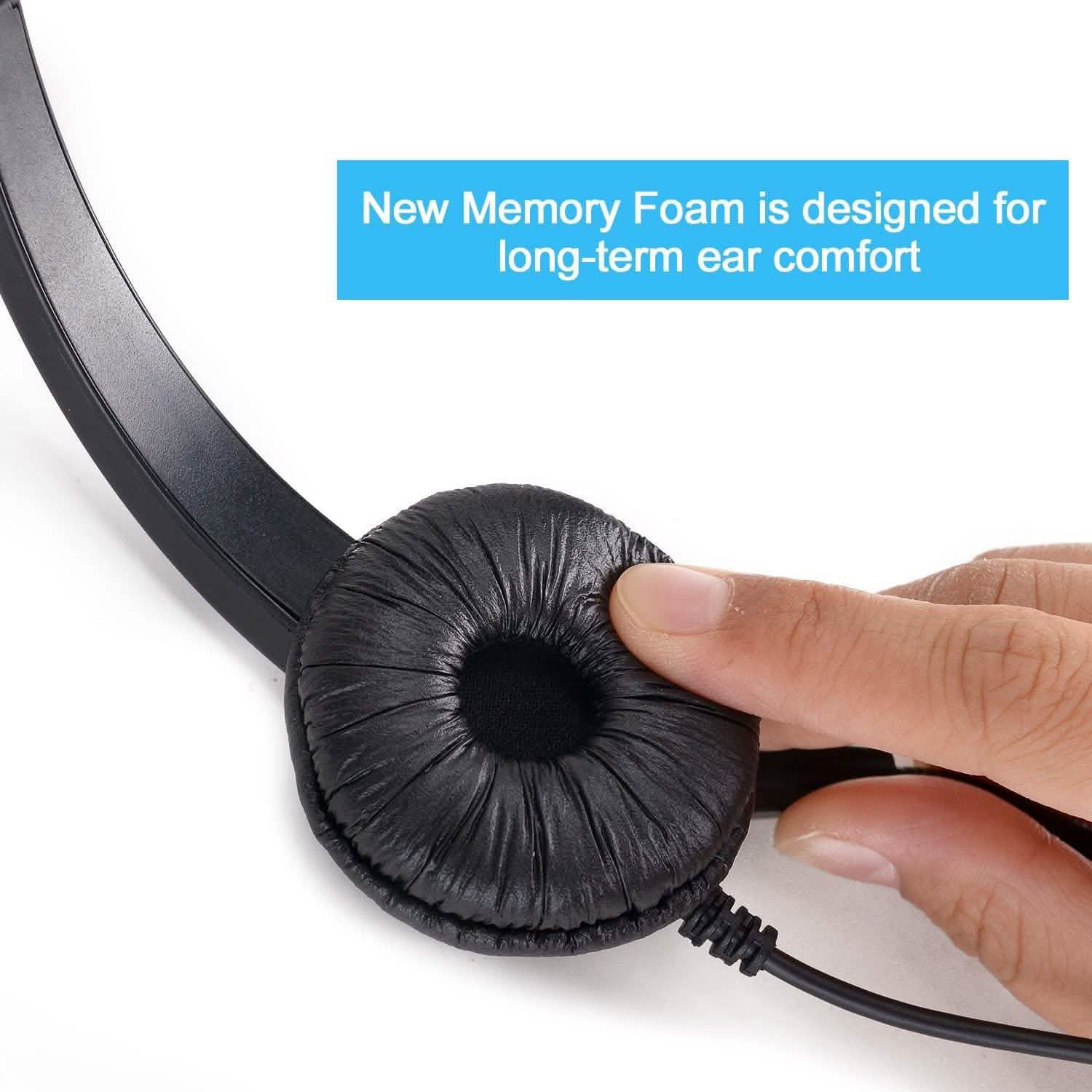 Call Center Hands-Free Noise Cancelling Corded Monaural Headset DailySale