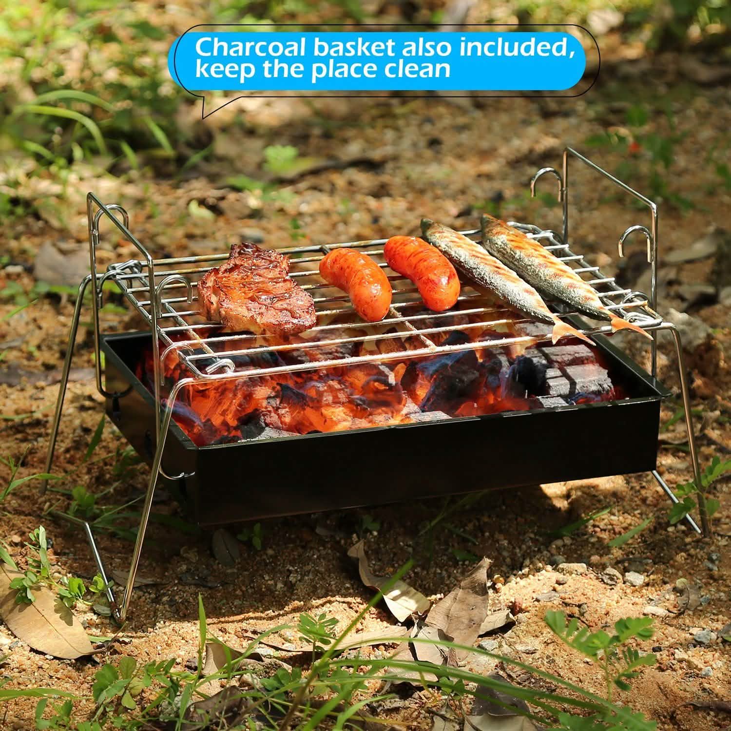 Camping Grill Barbecue Tool Folding & Lightweight Steel Mesh Portable DailySale