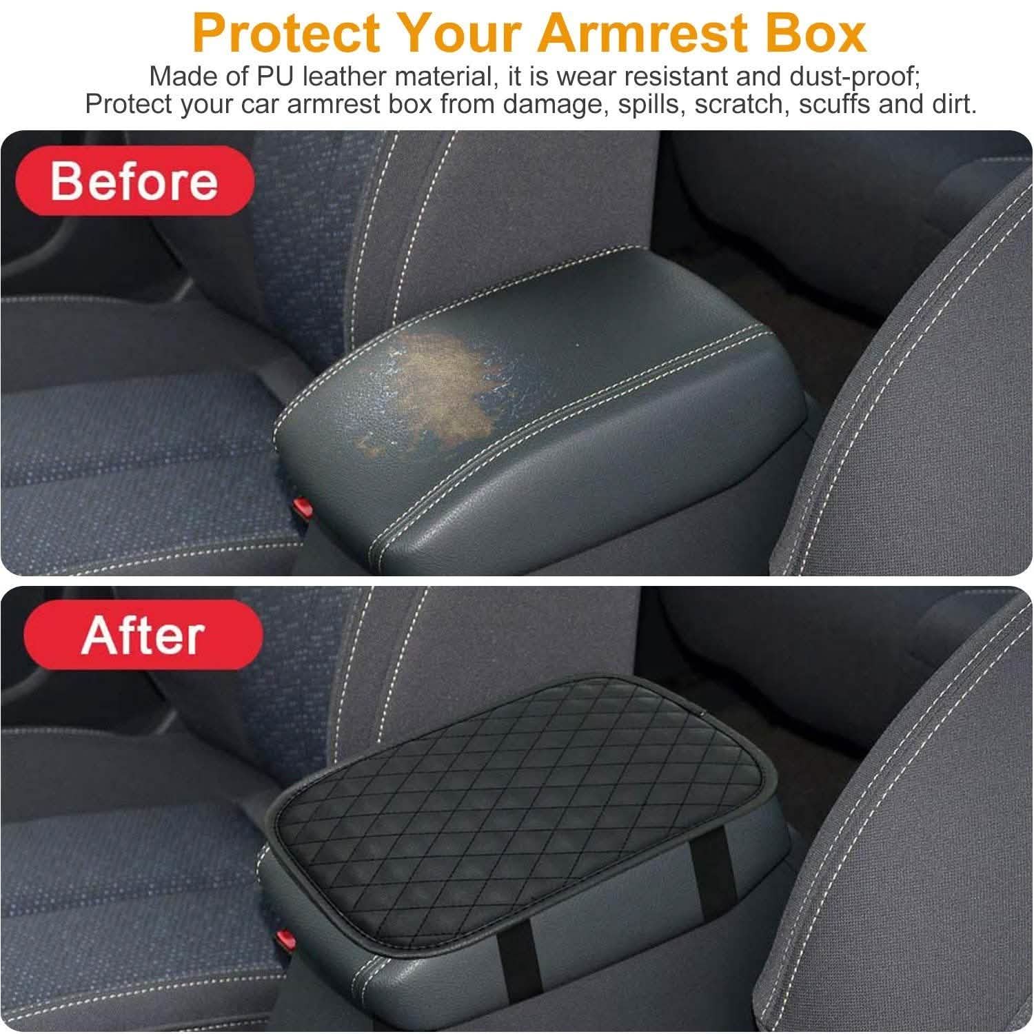 Car Armrest Pad Cover PU Leather Fit for SUV Truck Car DailySale
