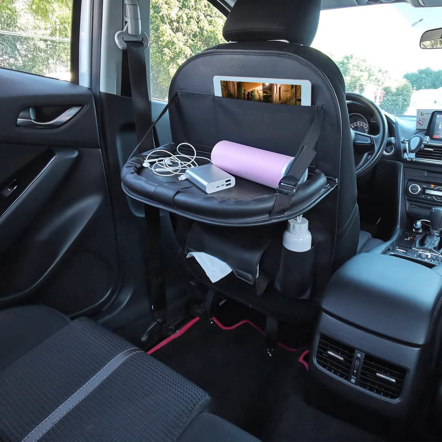 Car Back Seat Organizer with Foldable Table Tray 8 Pockets DailySale