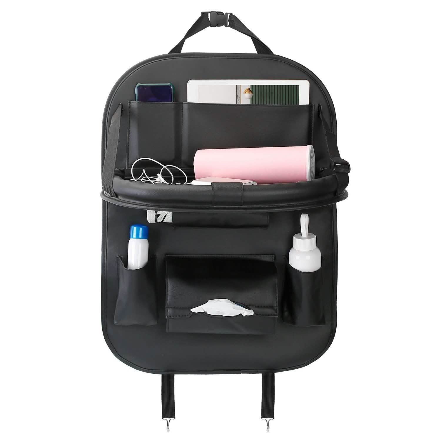 Car Back Seat Organizer with Foldable Table Tray 8 Pockets DailySale