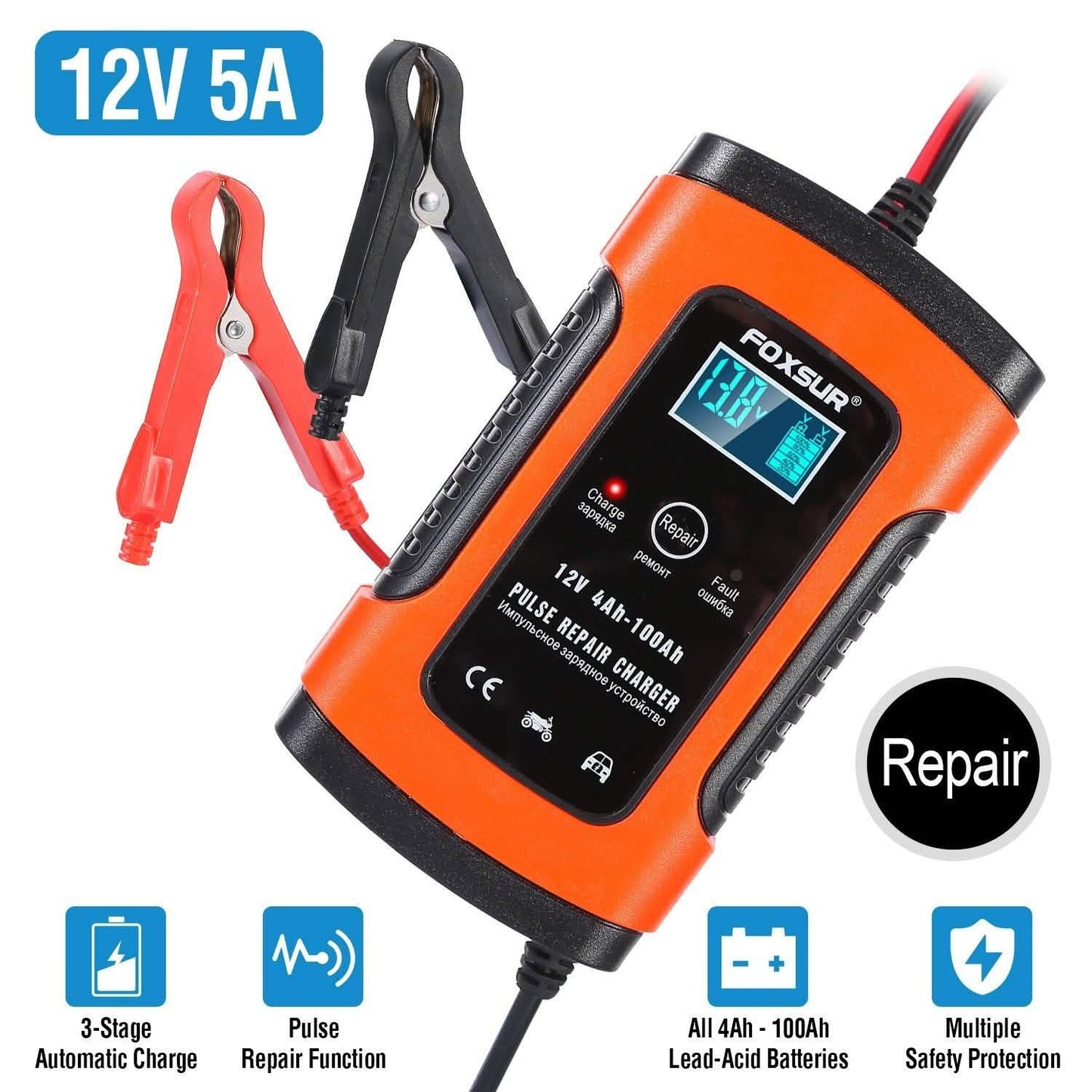 Car Battery Charger 12V 5A Recover Pulse Repair DailySale