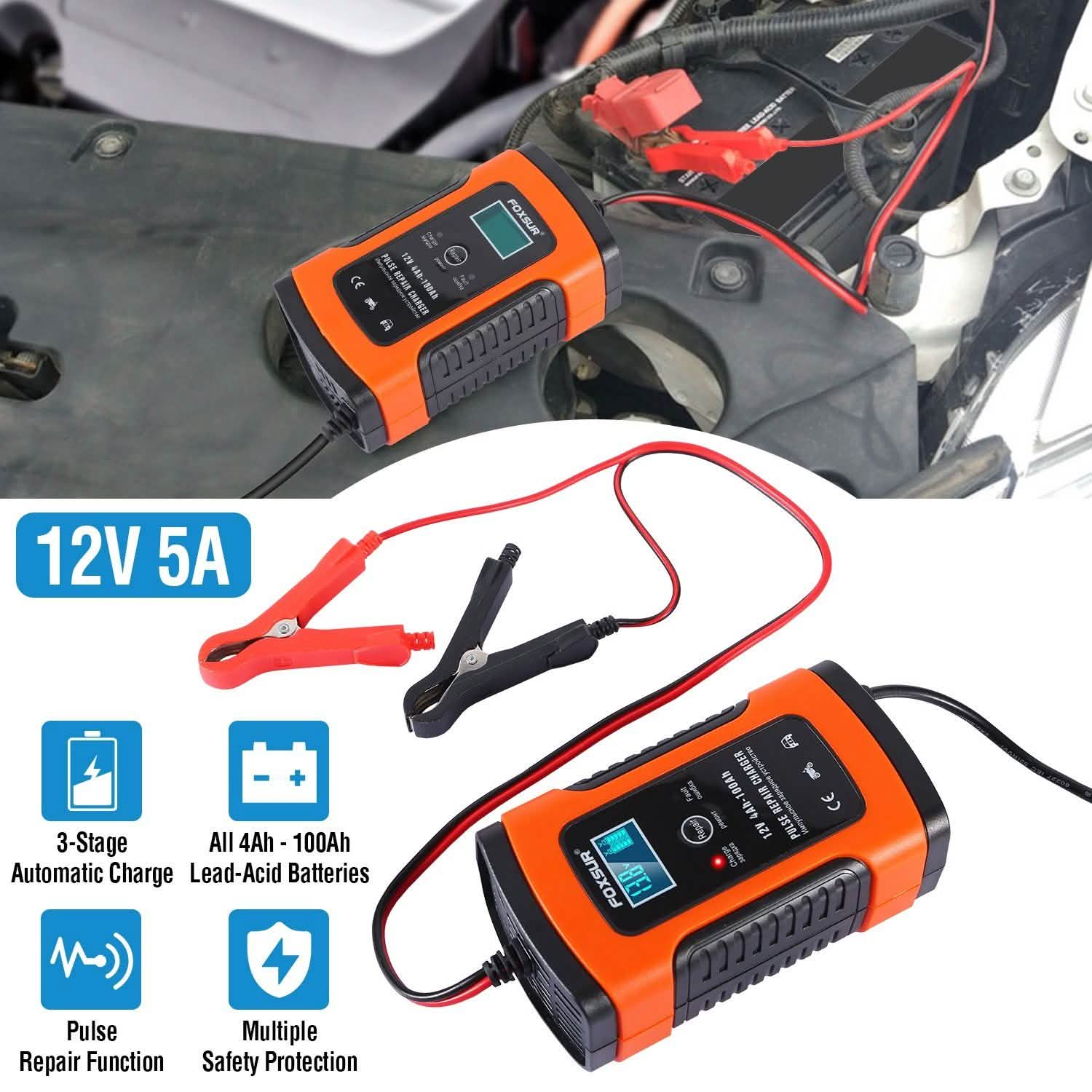 Car Battery Charger 12V 5A Recover Pulse Repair DailySale