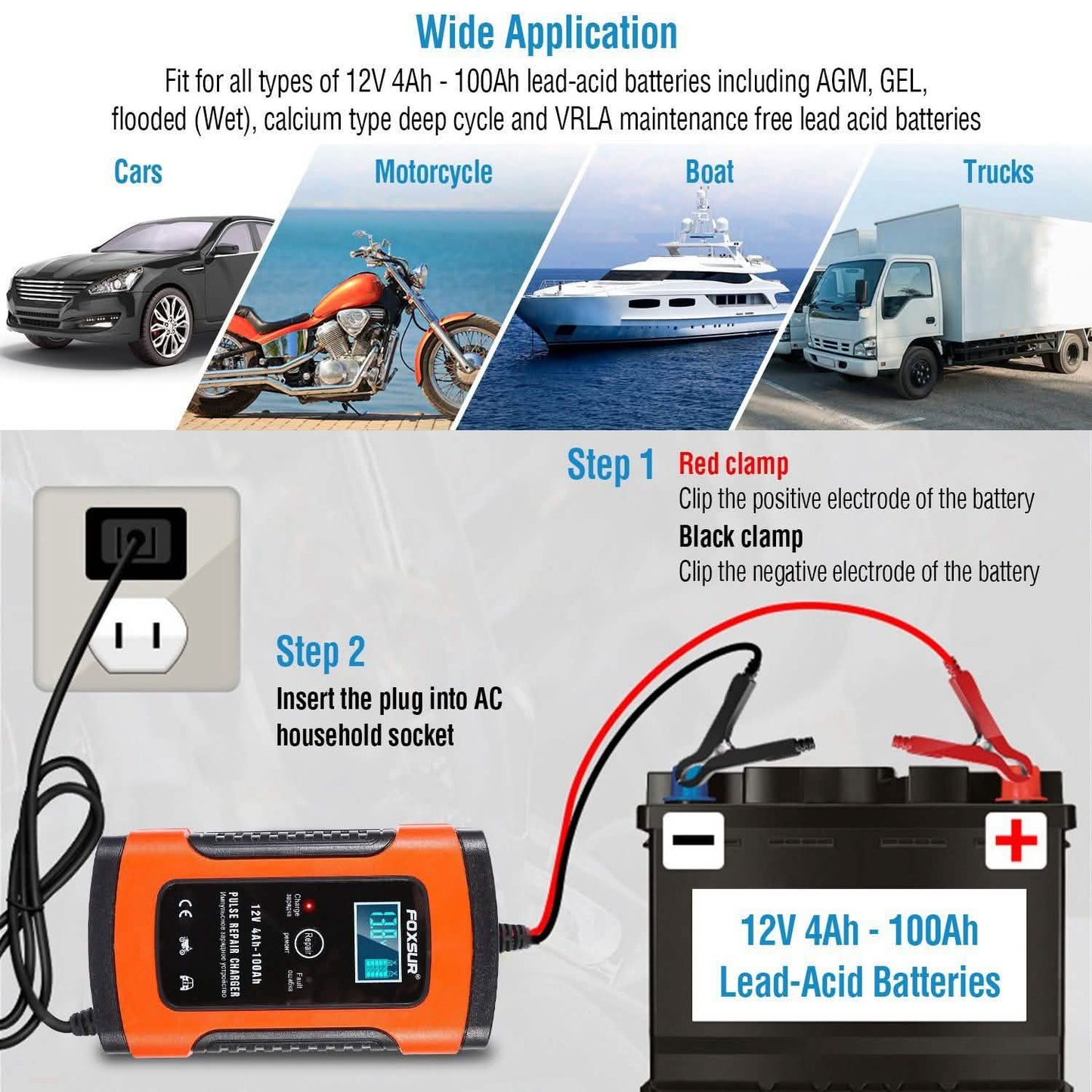Car Battery Charger 12V 5A Recover Pulse Repair DailySale