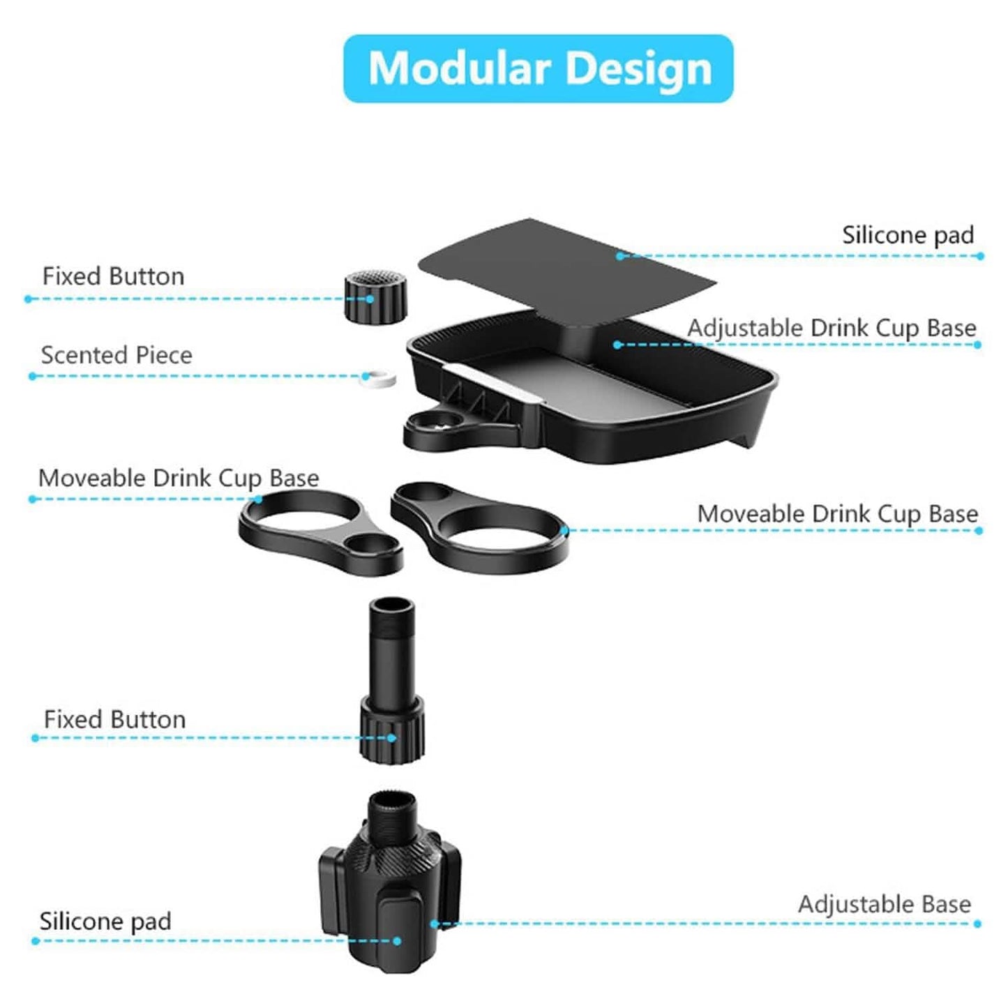 Car Cup Holder Detachable Extender Food Tray with Phone Holder DailySale