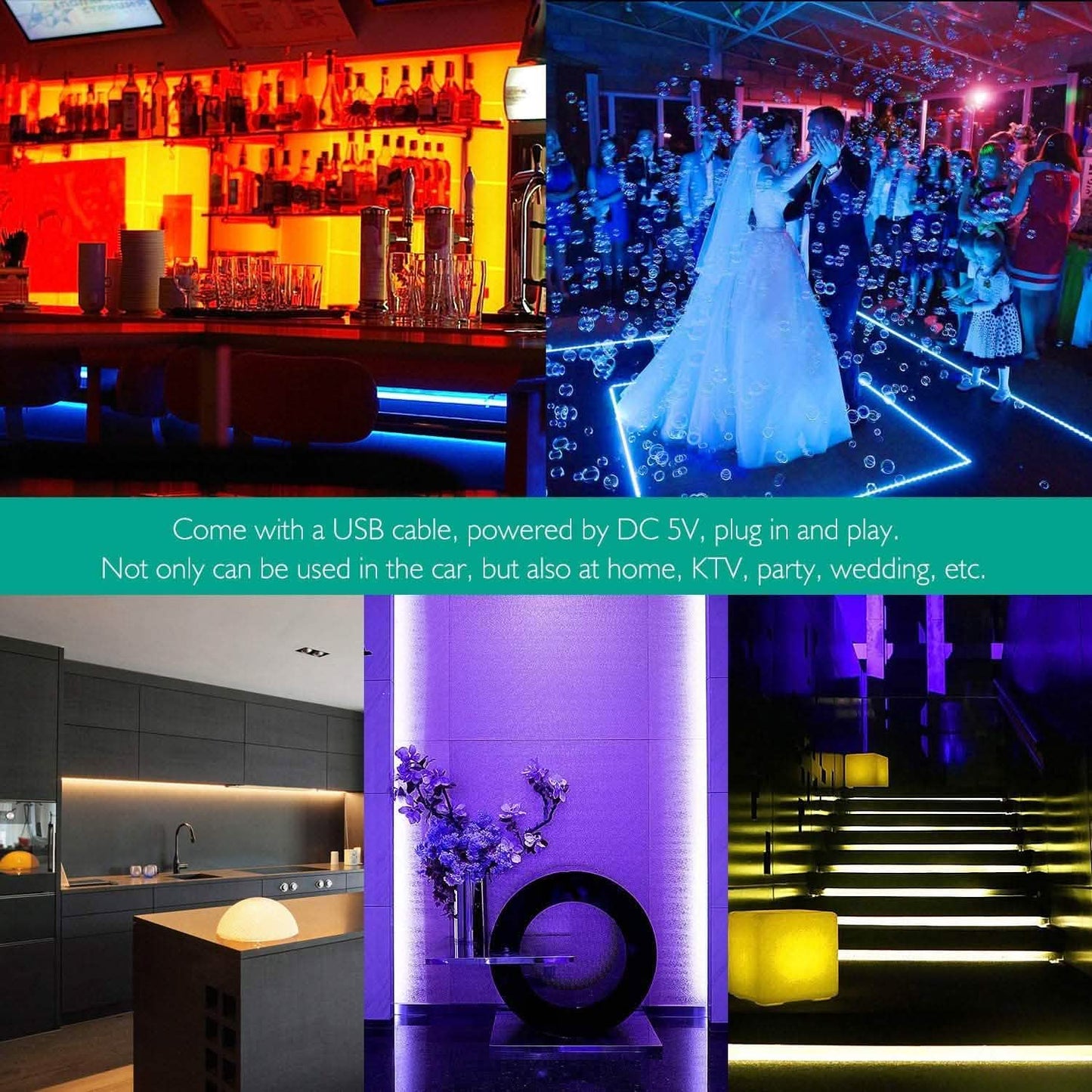 Car LED Strip Lights with Sound Active Function and Remote Controller DailySale