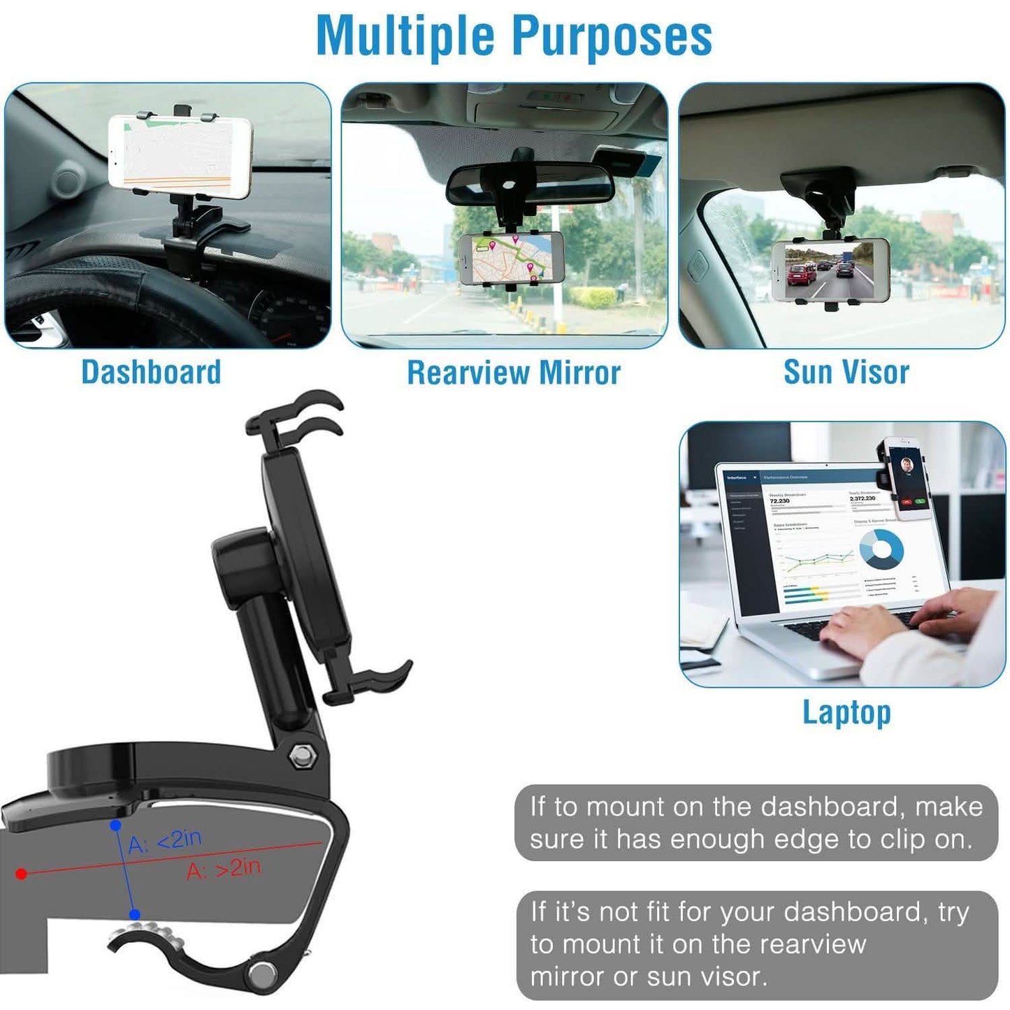 Car Non-slip 360°Rotation Dashboard Phone Holder DailySale