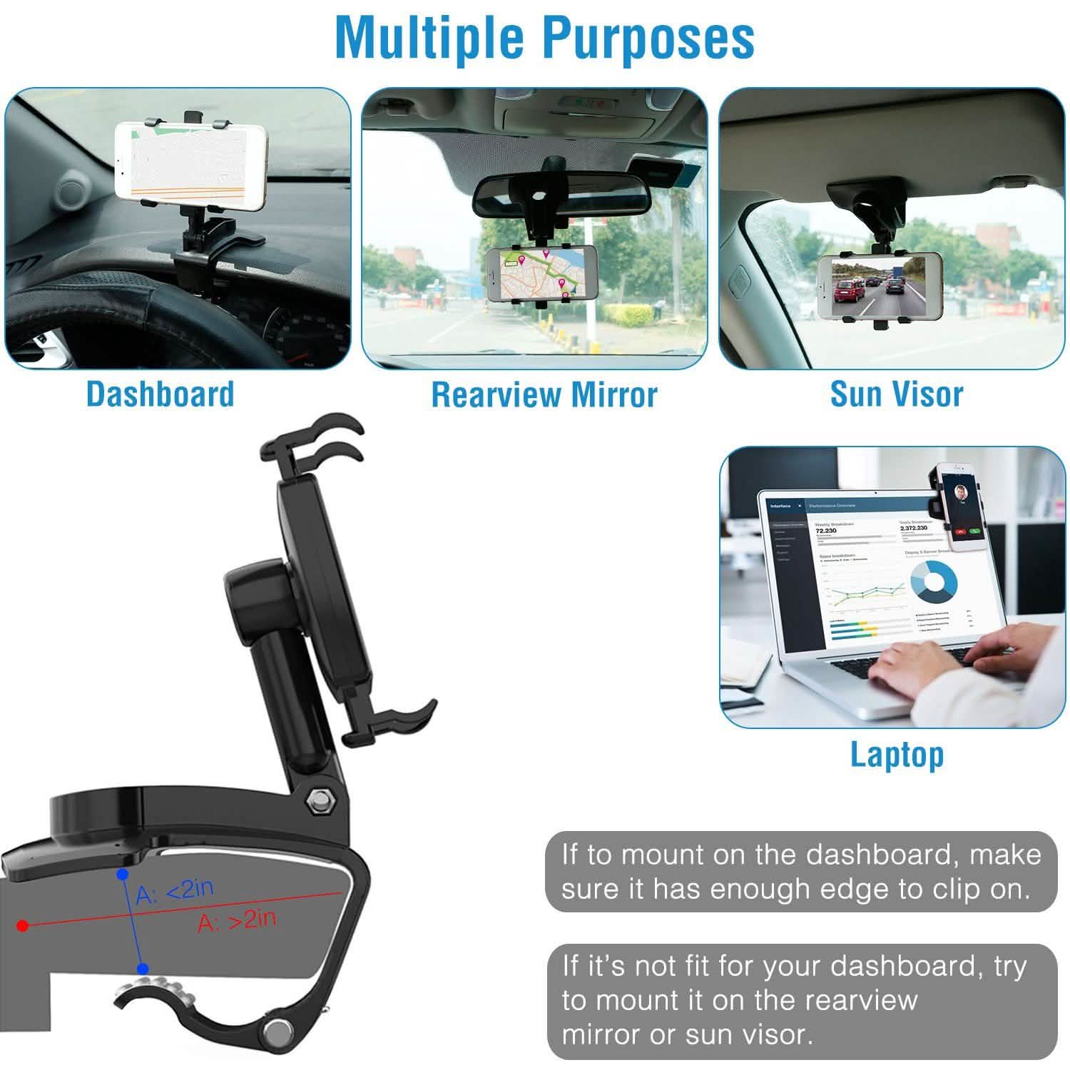 Car Non-slip 360°Rotation Dashboard Phone Holder DailySale