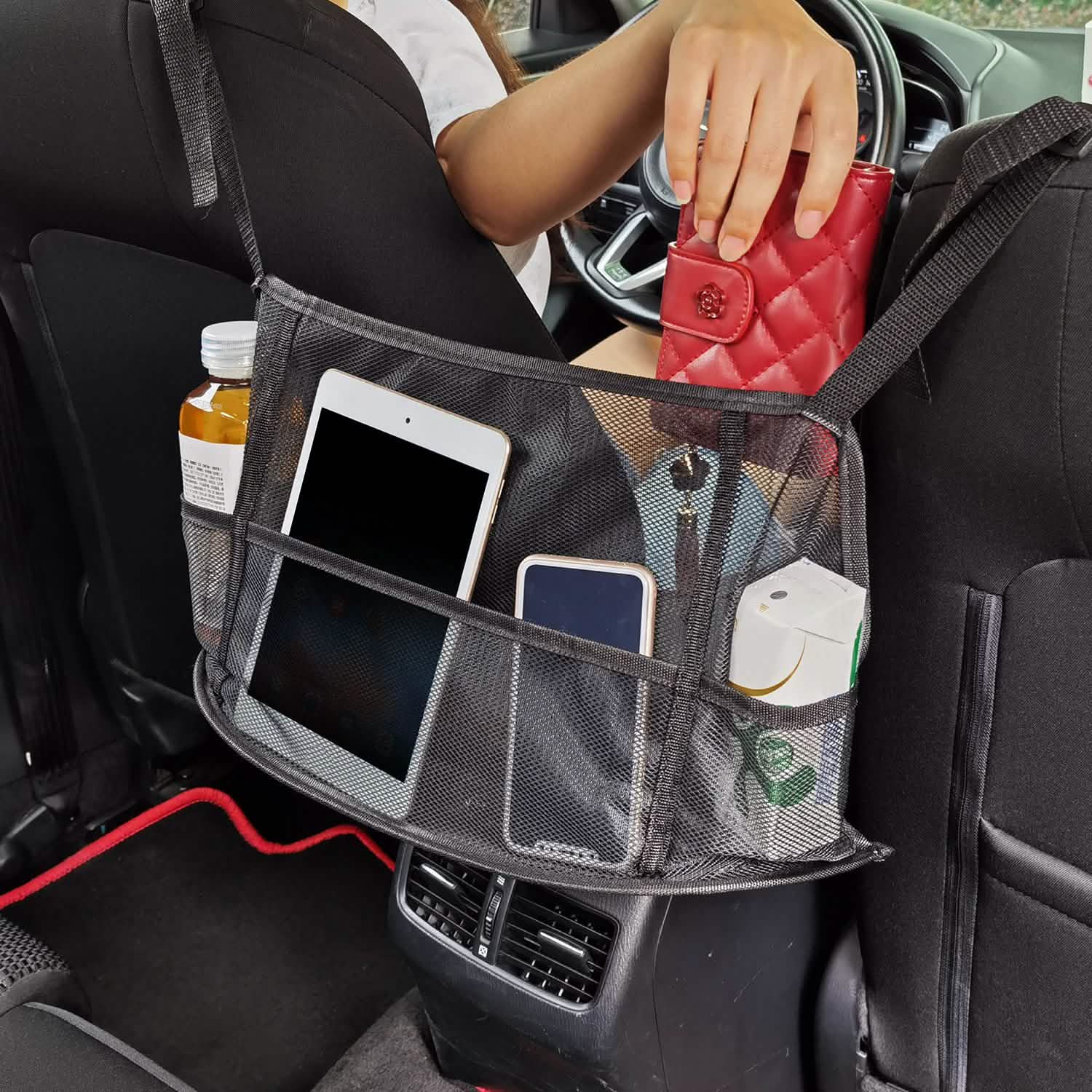 Car Storage Netting Pouch Seat Side Storage Mesh Organizer Bag DailySale