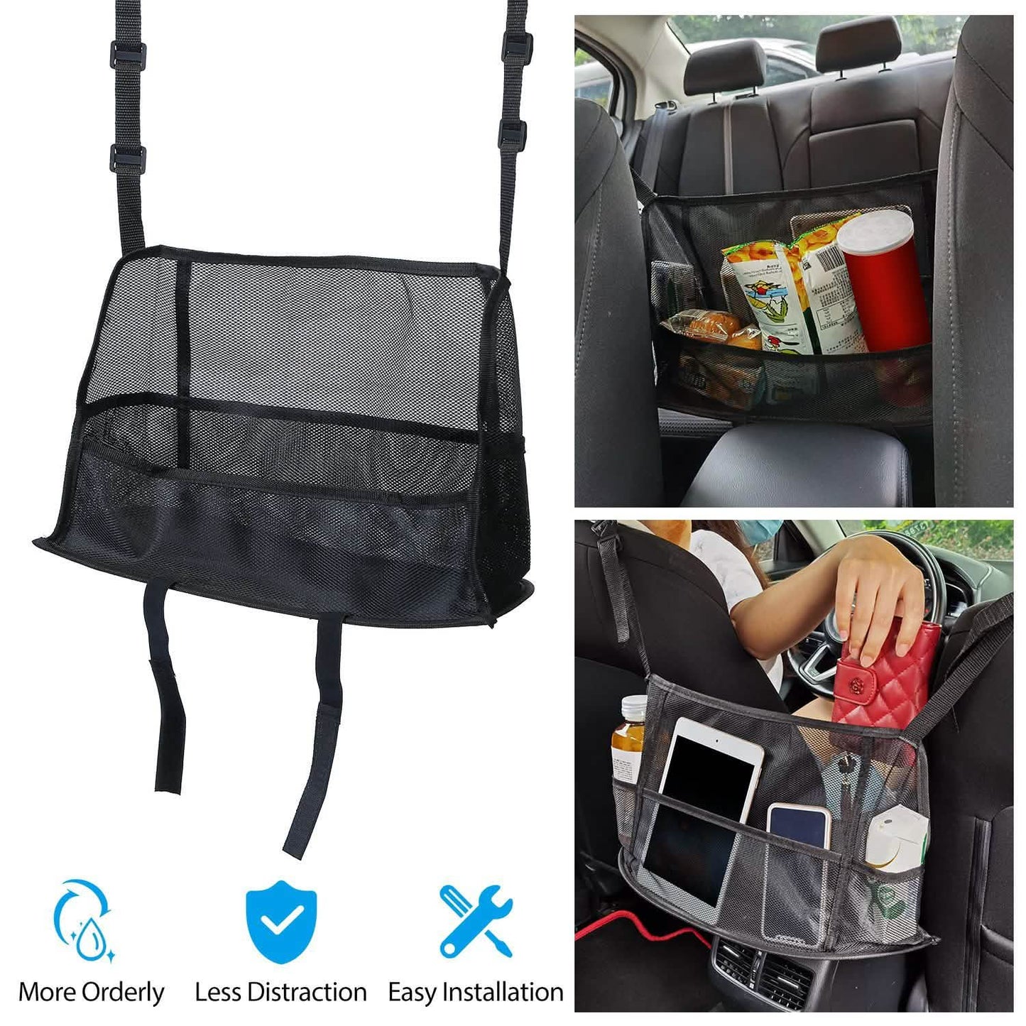 Car Storage Netting Pouch Seat Side Storage Mesh Organizer Bag DailySale