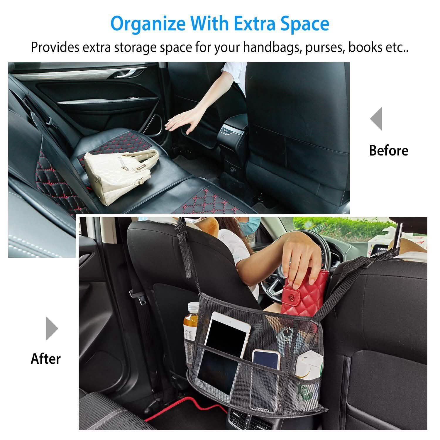 Car Storage Netting Pouch Seat Side Storage Mesh Organizer Bag DailySale