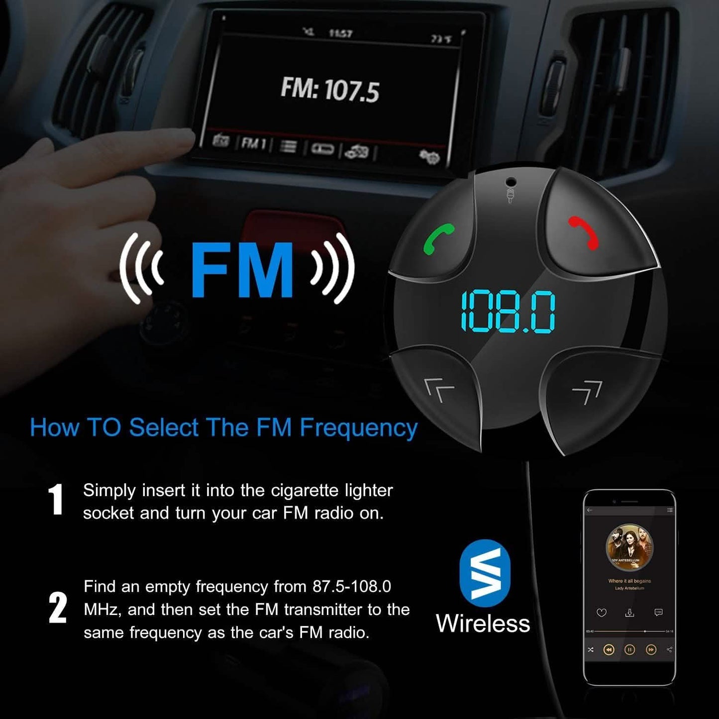 Car Wireless FM Transmitter V4 .2 Car MP3 Player DailySale