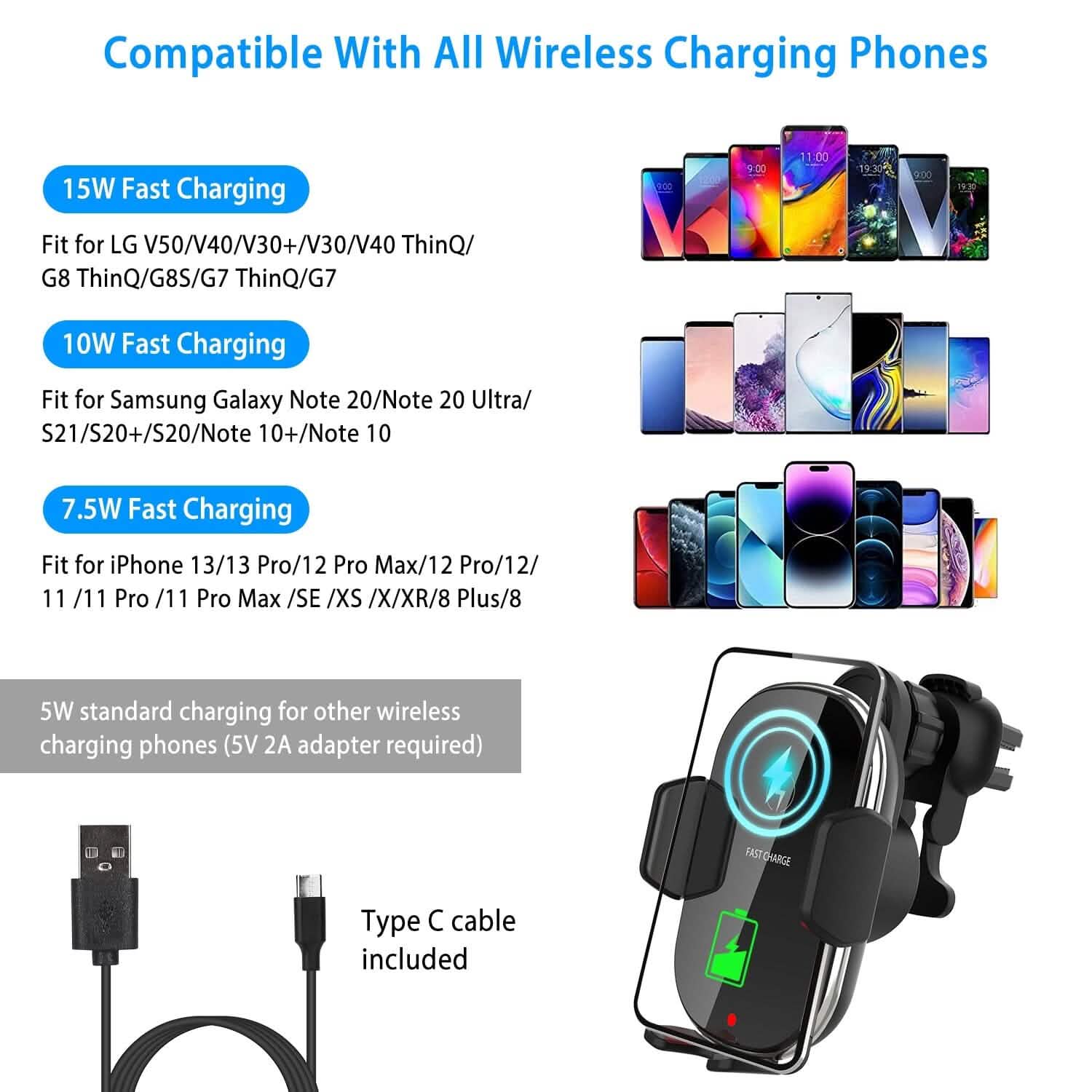 Car Wireless Phone Charger Car Air Vent Phone Mount DailySale