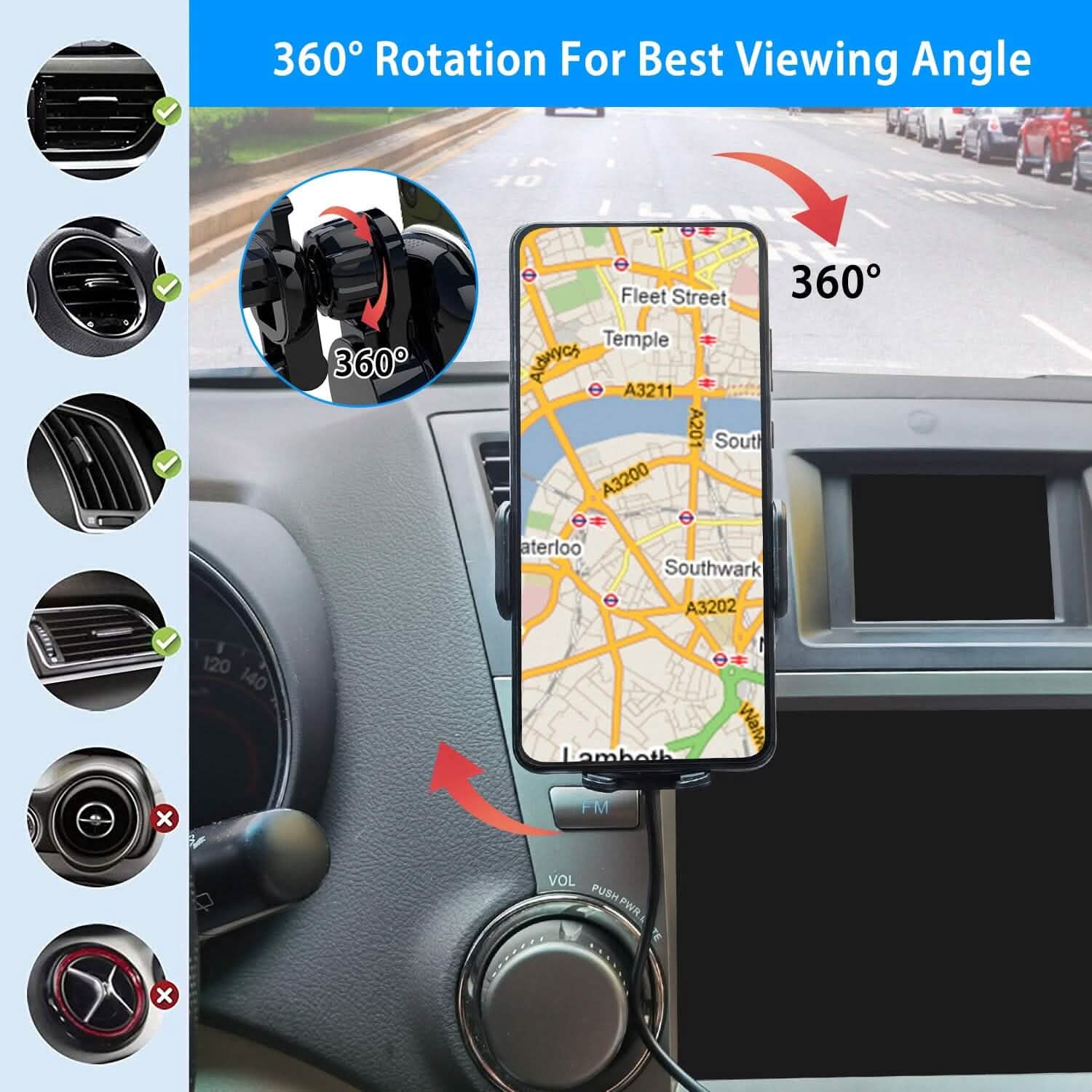 Car Wireless Phone Charger Car Air Vent Phone Mount DailySale
