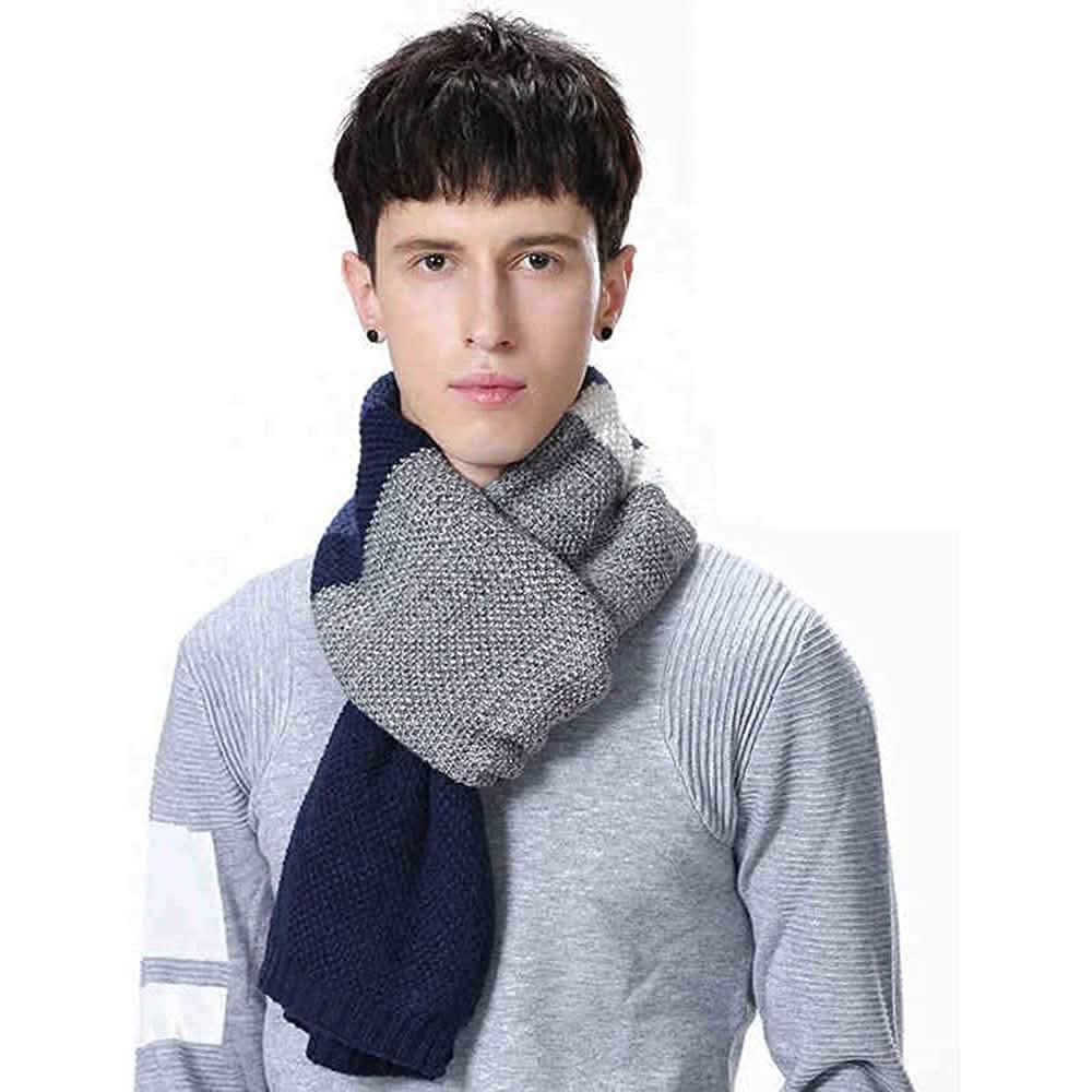 Cashmere Feel Wool Blend Long Scarf Color Block Striped Patchwork DailySale