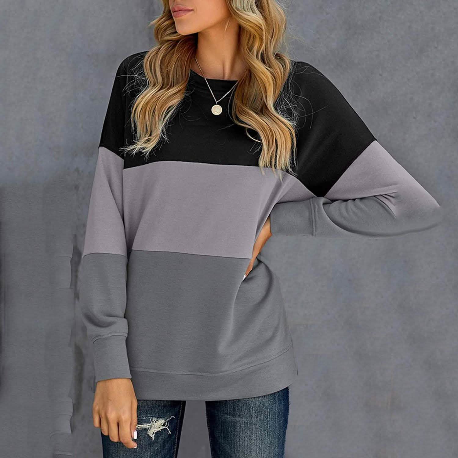 Casual Crewneck Tie Dye Sweatshirt Striped Printed Loose Soft Long Sleeve Pullover Tops Shirts DailySale