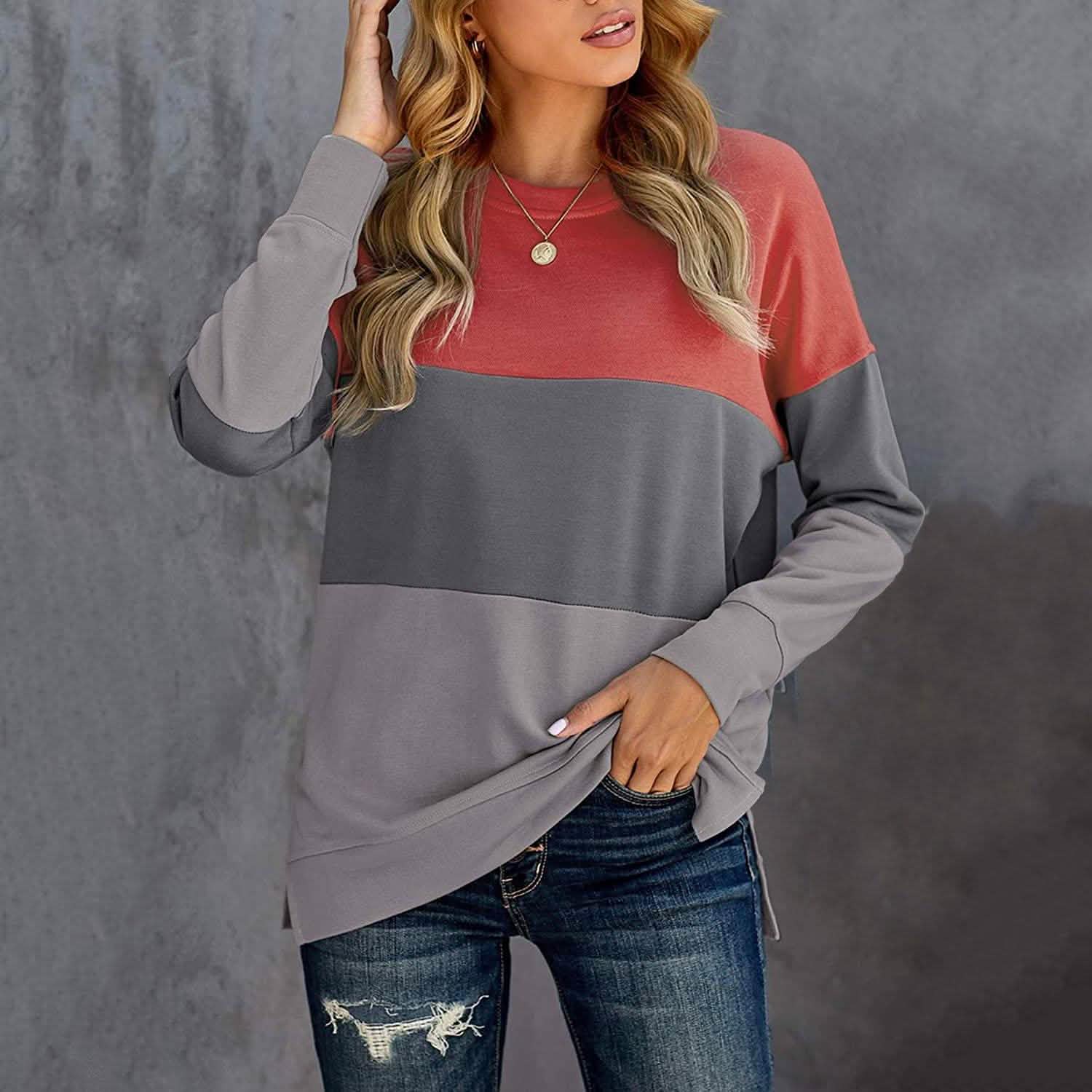 Casual Crewneck Tie Dye Sweatshirt Striped Printed Loose Soft Long Sleeve Pullover Tops Shirts DailySale
