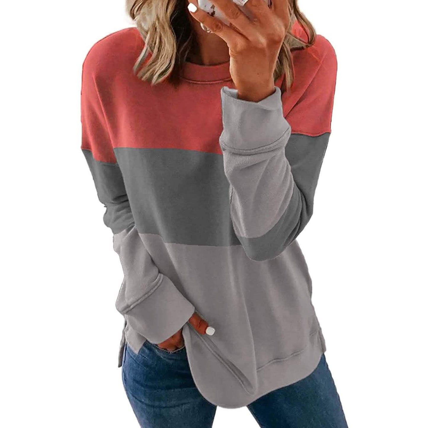 Casual Crewneck Tie Dye Sweatshirt Striped Printed Loose Soft Long Sleeve Pullover Tops Shirts DailySale