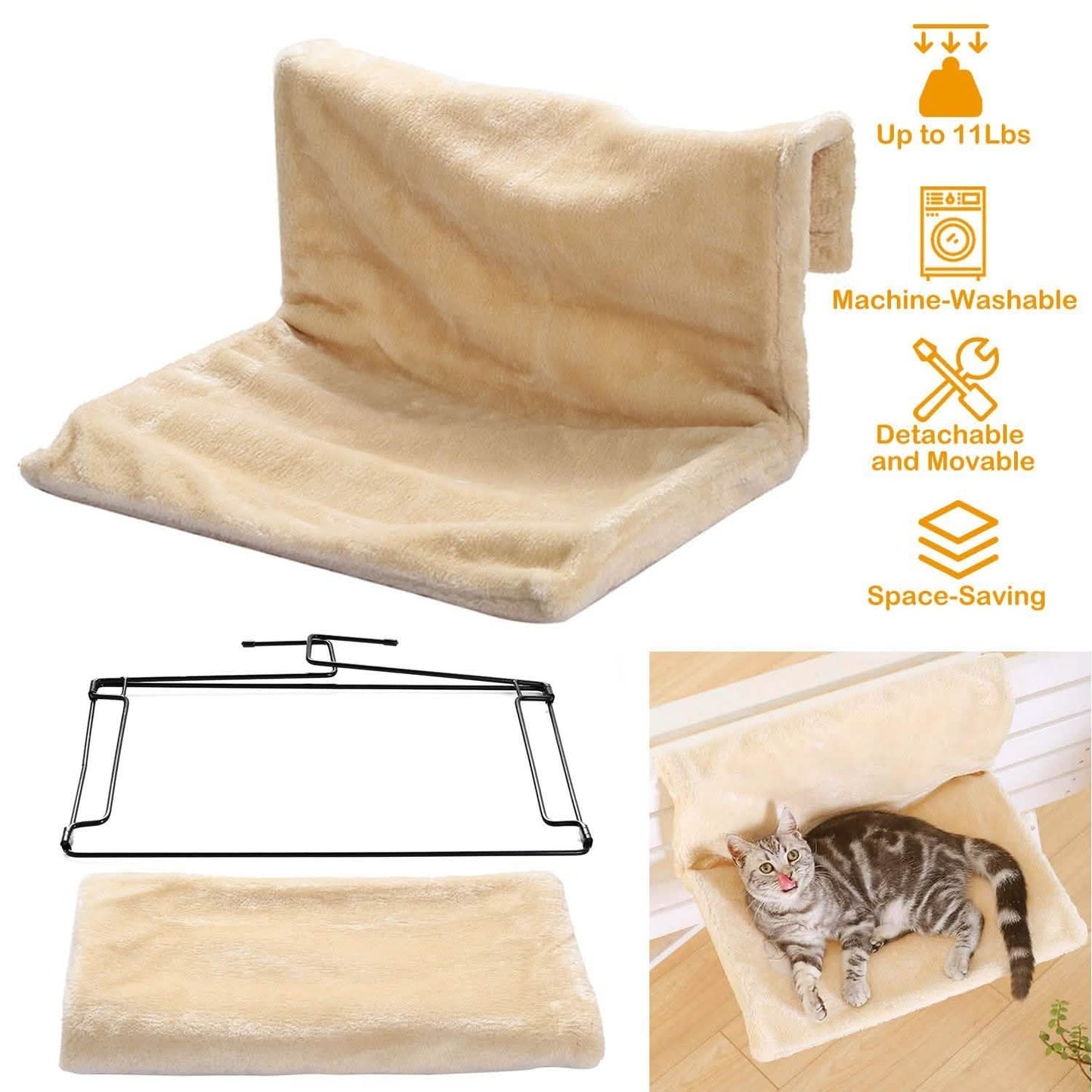 Cat Radiator Bed Pet Hammock Hanging Mat Blanket with Metal Frame DailySale
