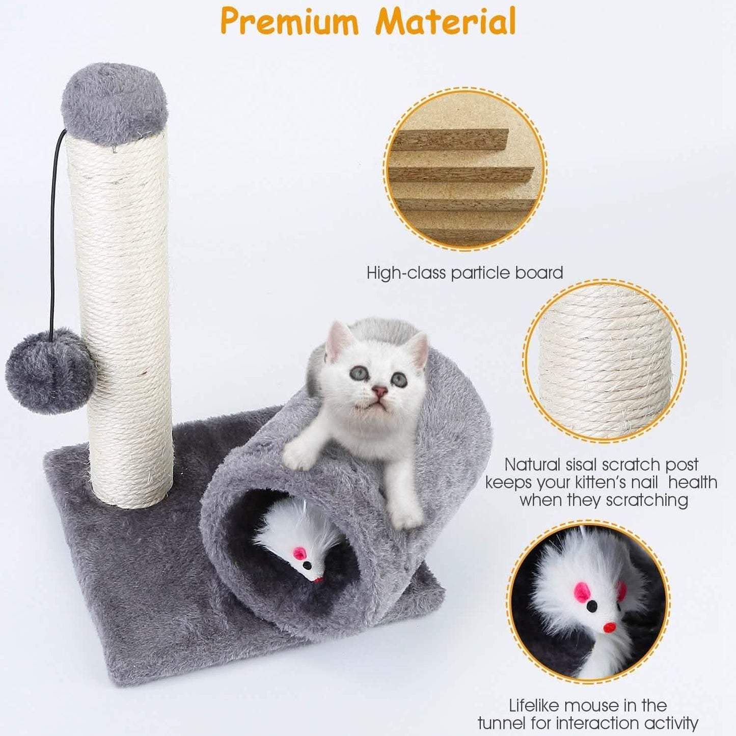 Cat Sisal Scratch Post Toy with Tunnel DailySale