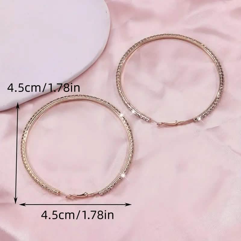 Women's Rhinestone Hoop Earrings – Large Stainless Steel Bling Hoops DailySale