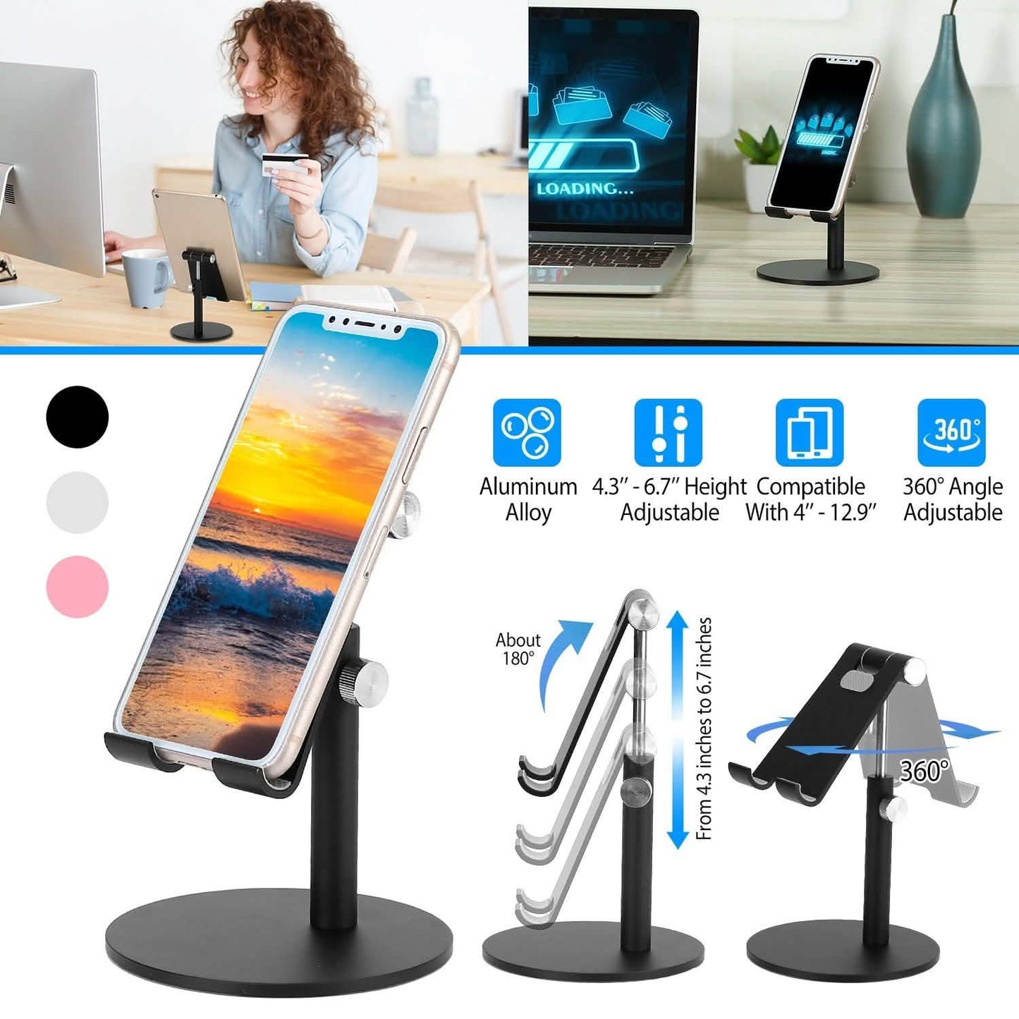 Cellphone Stand Universal No-Slip Aluminum Alloy Thick Case Friendly DailySale