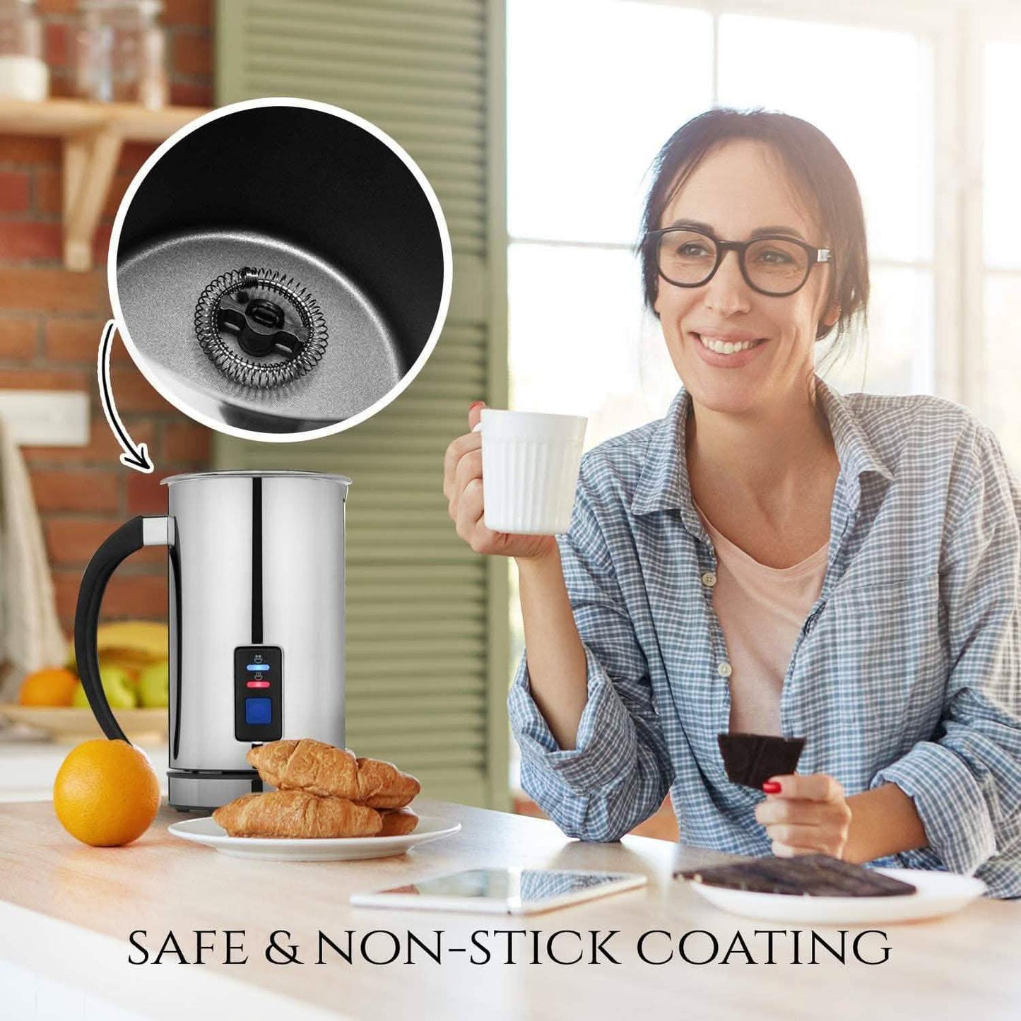 Chef's Star Milk Frother - Automatic Foam Maker & Creamer For Hot Or Cold Milk Steamer DailySale