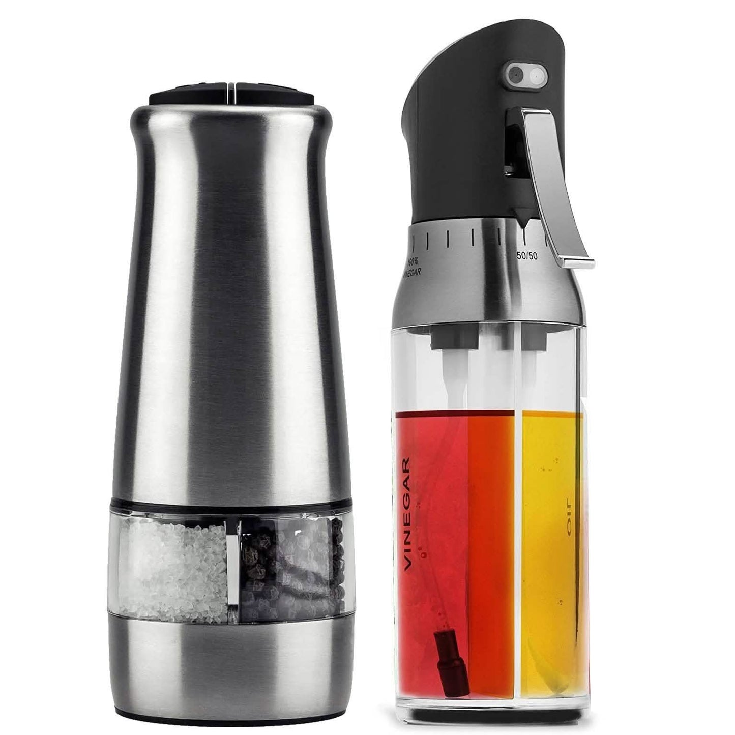 Chef's Star Premium Electric Salt and Pepper Grinder with Olive Oil and Vinegar Misting Sprayer DailySale