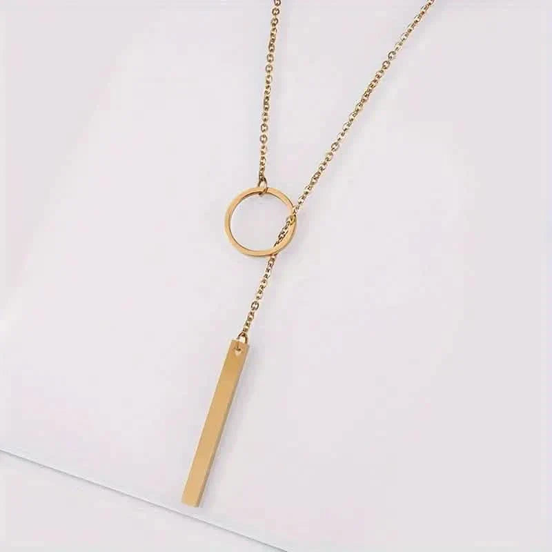 Chic Ethnic-Inspired Alloy Circle & Rod Pendant Necklace DailySale
