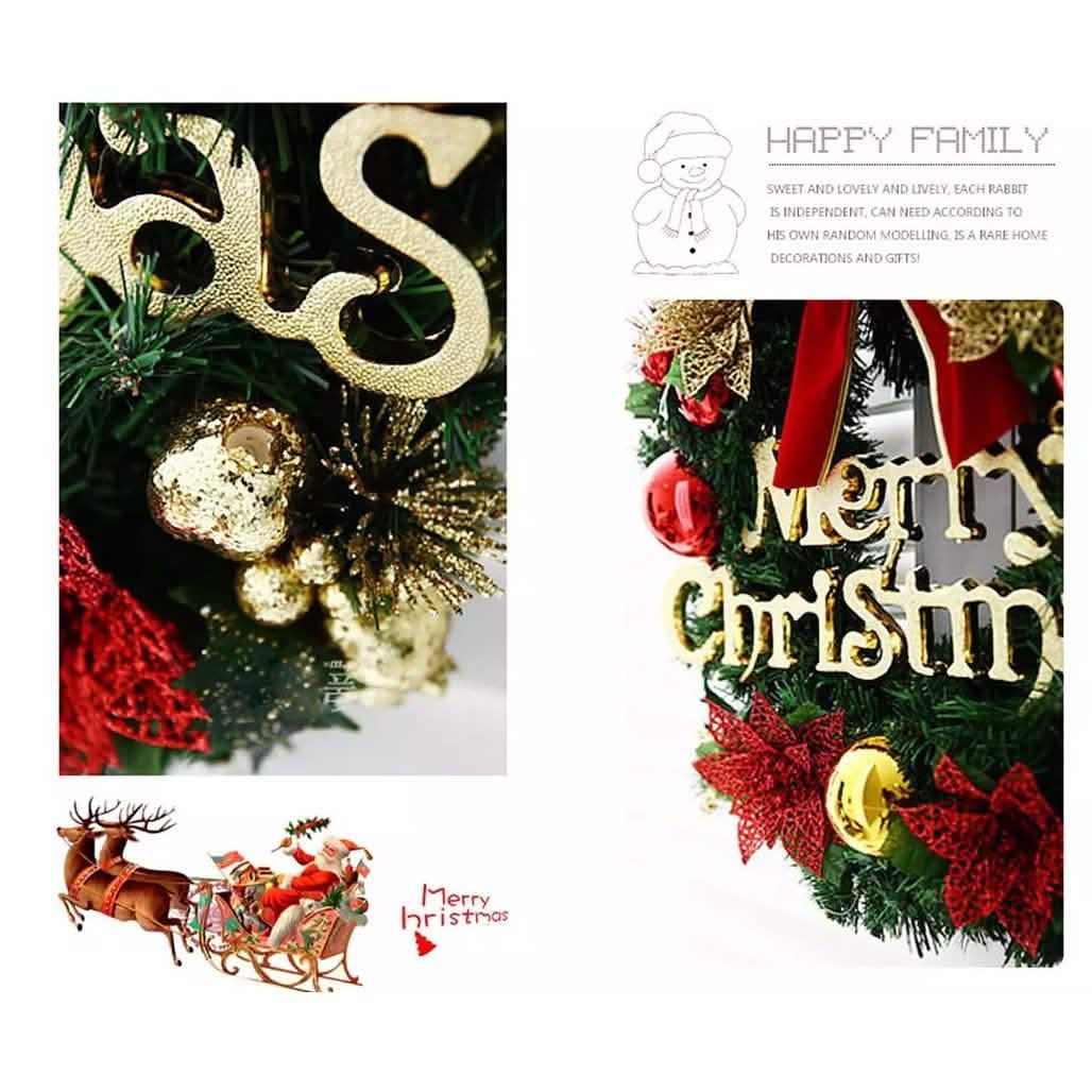 Christmas Xmas Wreath Home Door Wall Ornament Garland Bowknot Party Decoration DailySale