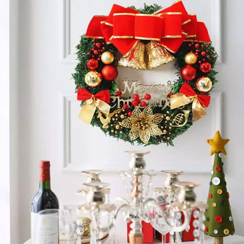 Christmas Xmas Wreath Home Door Wall Ornament Garland Bowknot Party Decoration DailySale