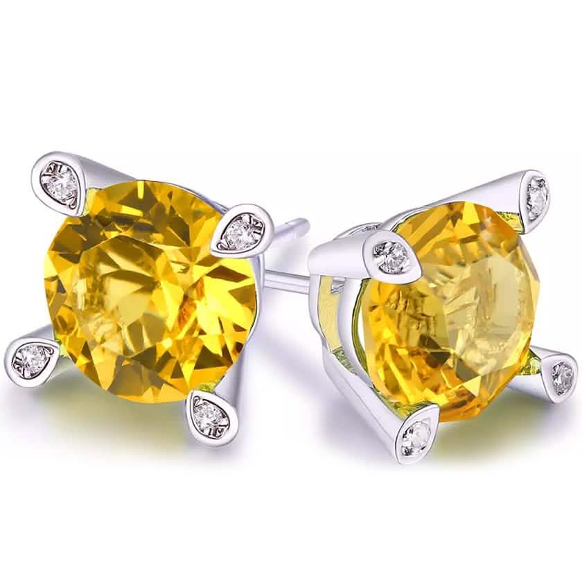Citrine Stud Earring in 18K White Gold DailySale