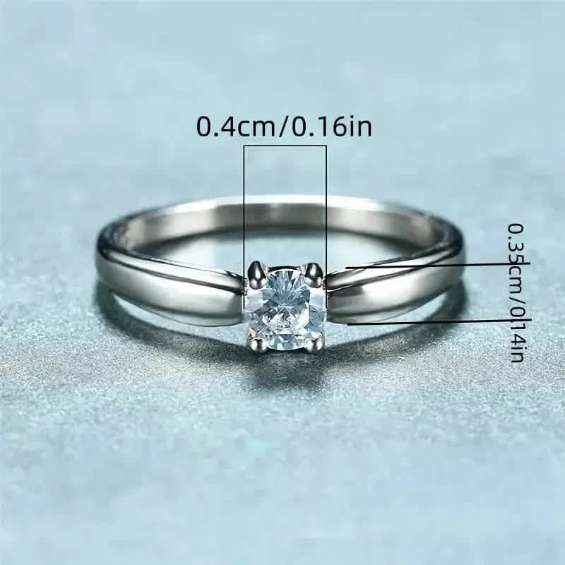Classic 4-prong Set Round Zirconia Ring For Women DailySale