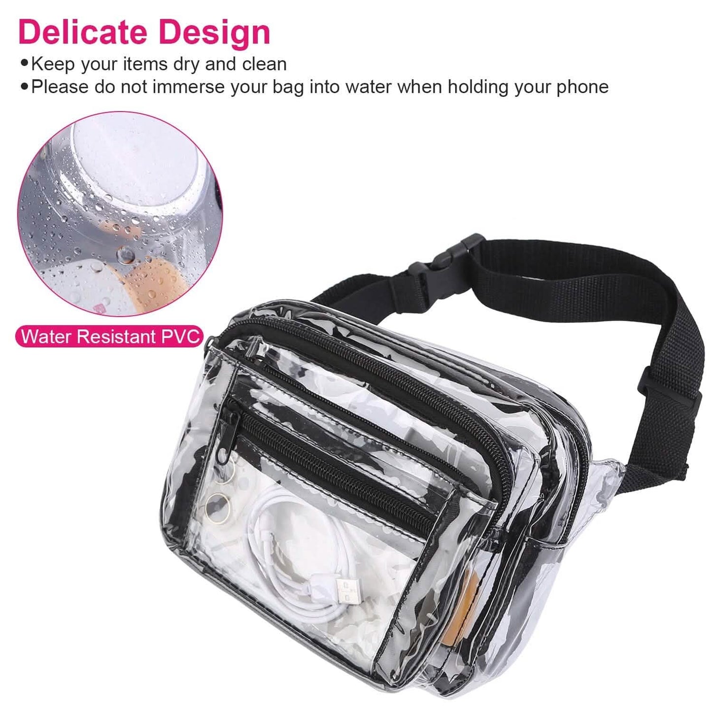 Clear Fanny Pack Unisex Transparent Waist Pouch Belt Bag DailySale