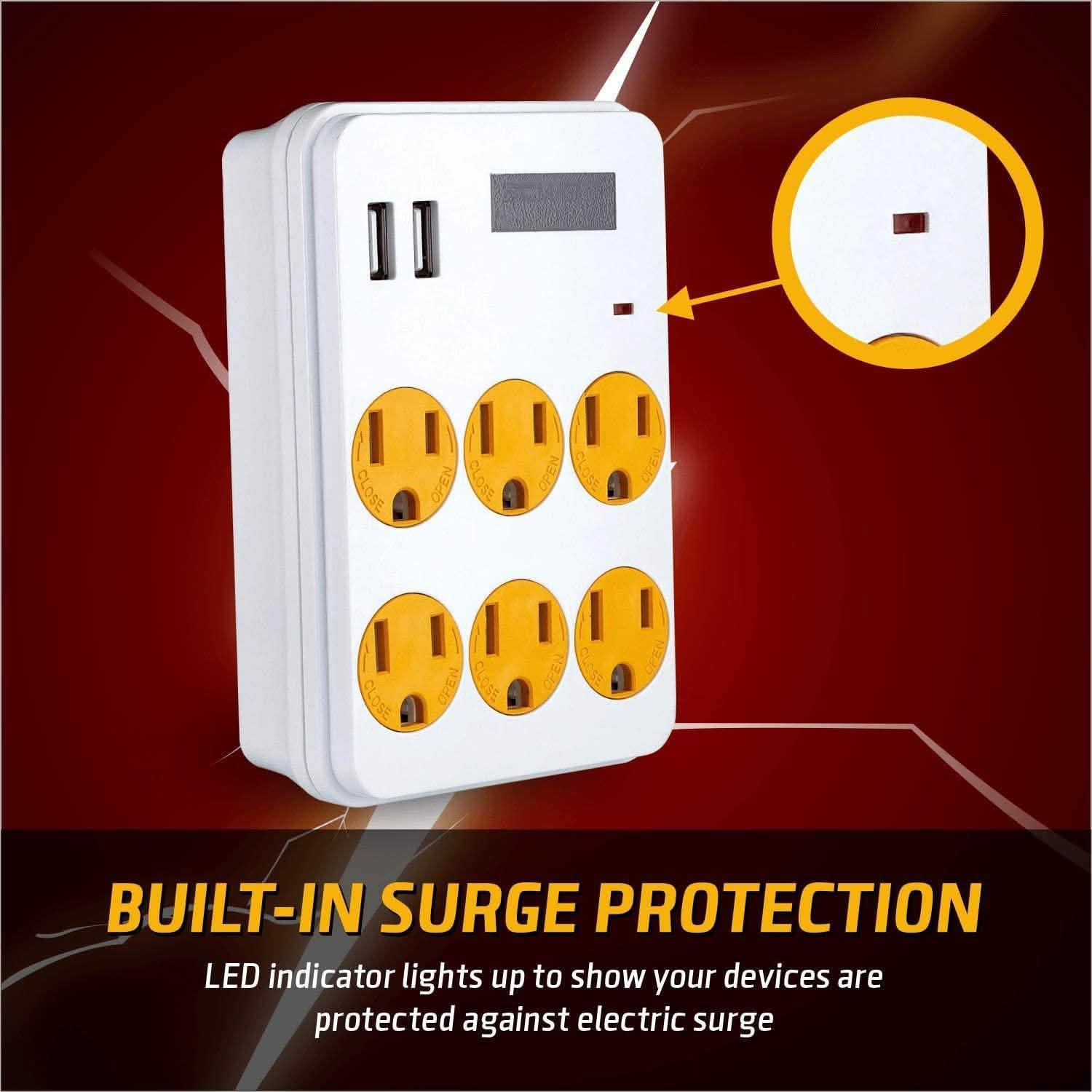 ClearMax 6 Outlet Adapter with 2 USB Ports DailySale