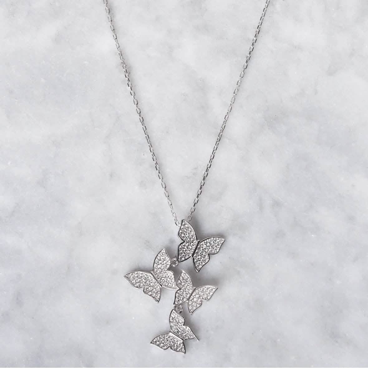 Cluster Hanging Butterflies Necklace - Assorted Colors DailySale