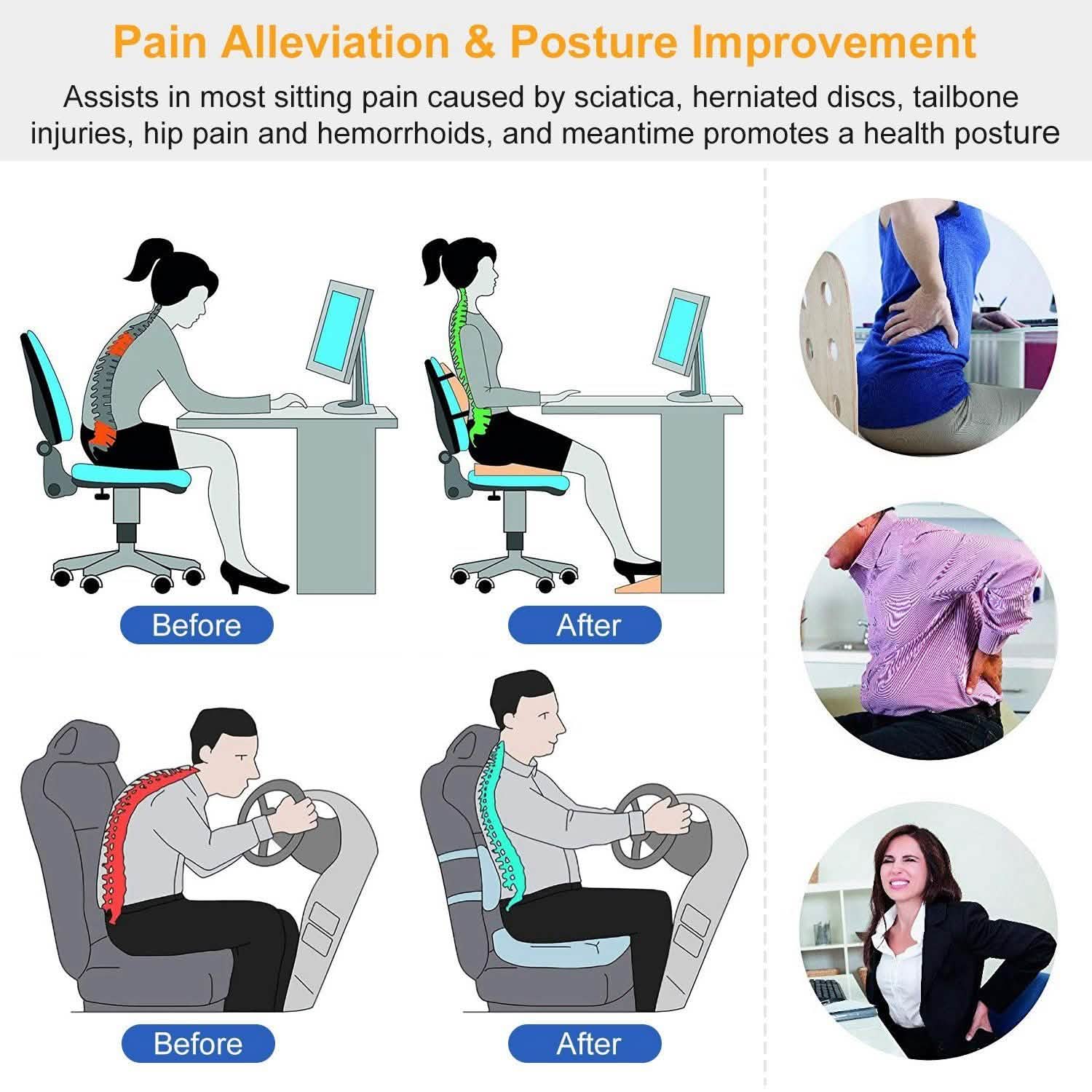 Coccyx Orthopedic Memory Foam Seat Cushion DailySale