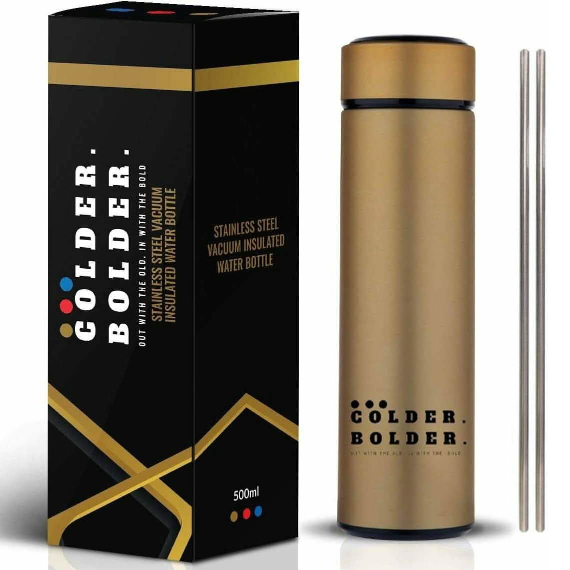 Colder Bolder Stainless Steel Double Wall Vacuum Insulated Reusable Water Bottle DailySale