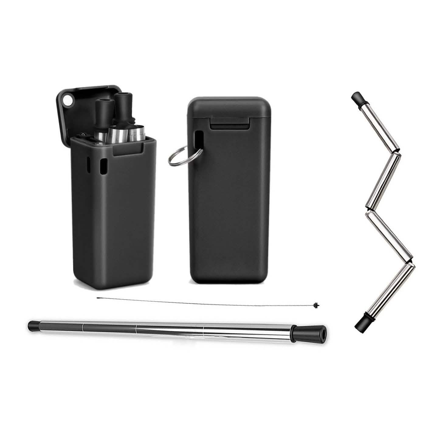 Collapsible, Portable, And Reusable Stainless Steel Drinking Straw With Case DailySale