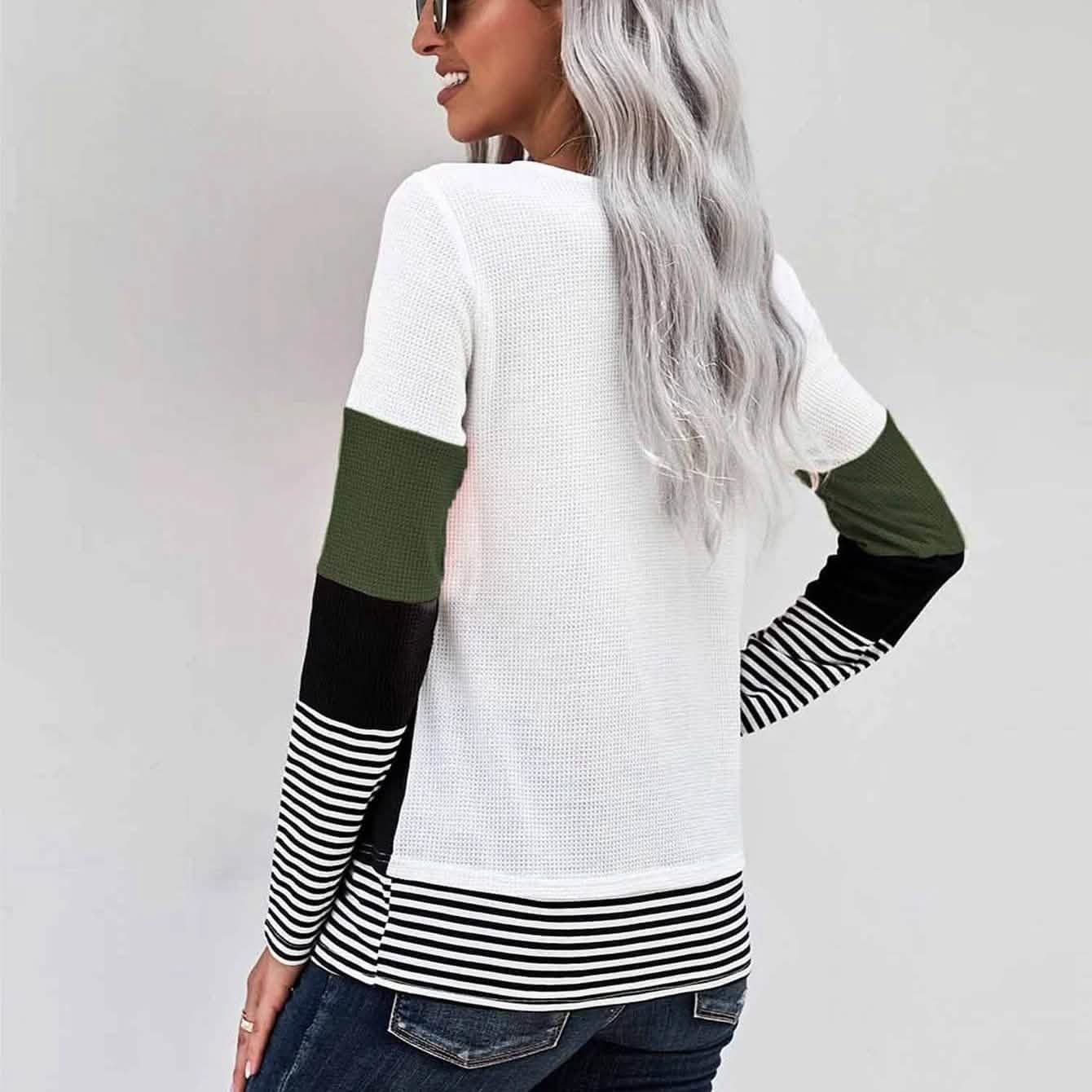 Colorblock Waffle Knit Striped Panel Tee DailySale