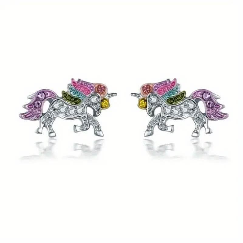 Colorful Cartoon-Themed Unicorn Earrings, Necklace, Ring & Bracelet Jewelry Set DailySale