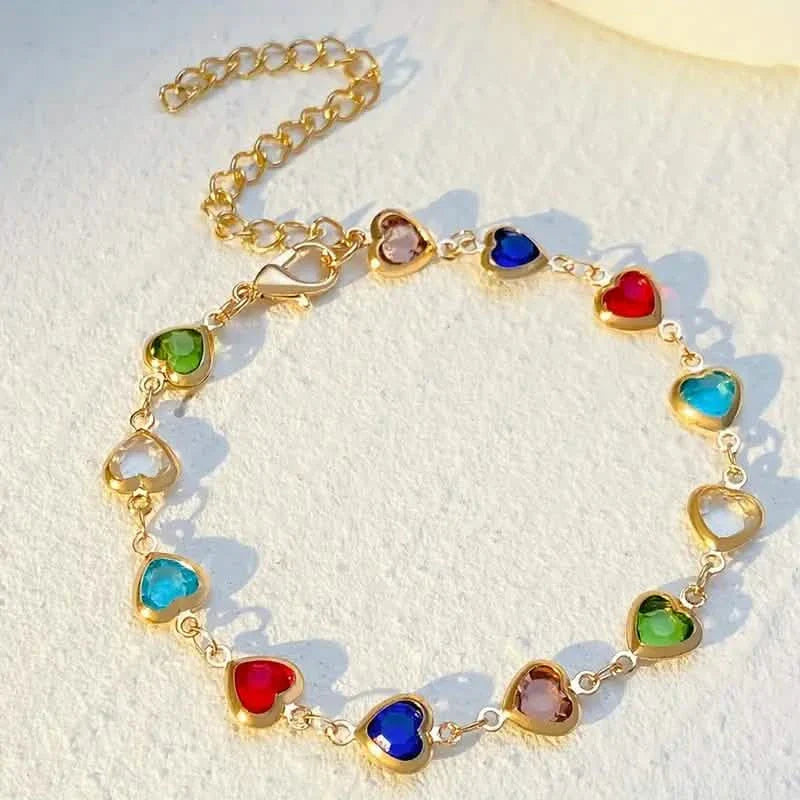 Colorful Heart-Shaped Zirconia Bracelet DailySale