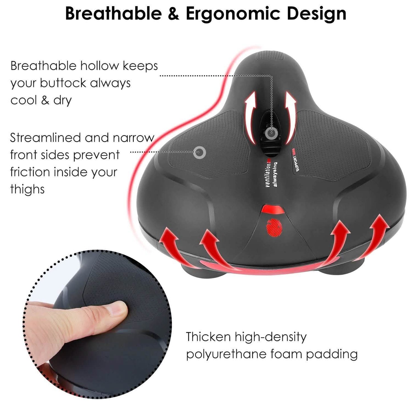 Comfortable Bike Seat Water Resistant MTB Bicycle Padded Saddle DailySale